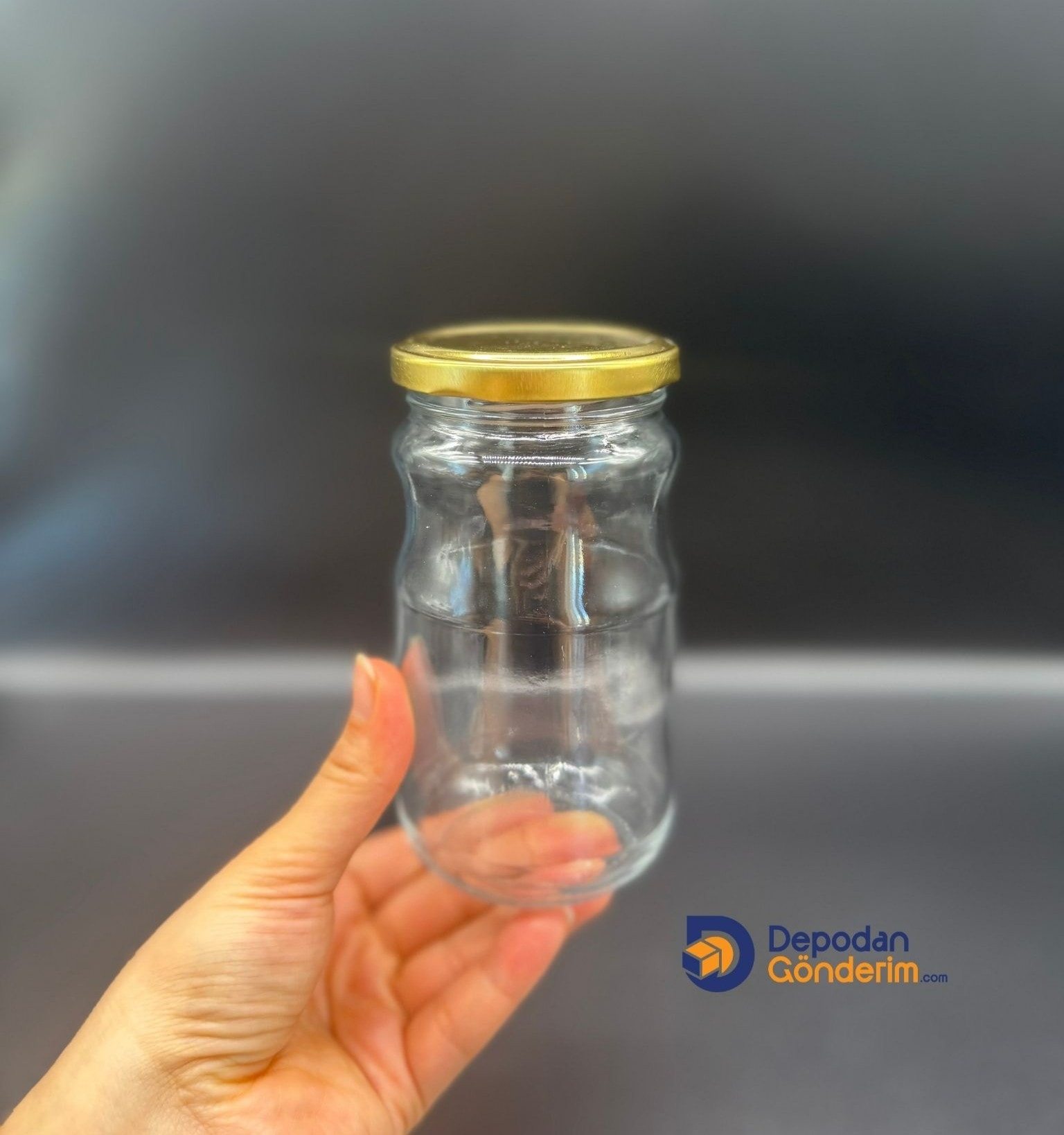 DP261 370cc Boğumlu Kavanoz Gold Kapaklı 