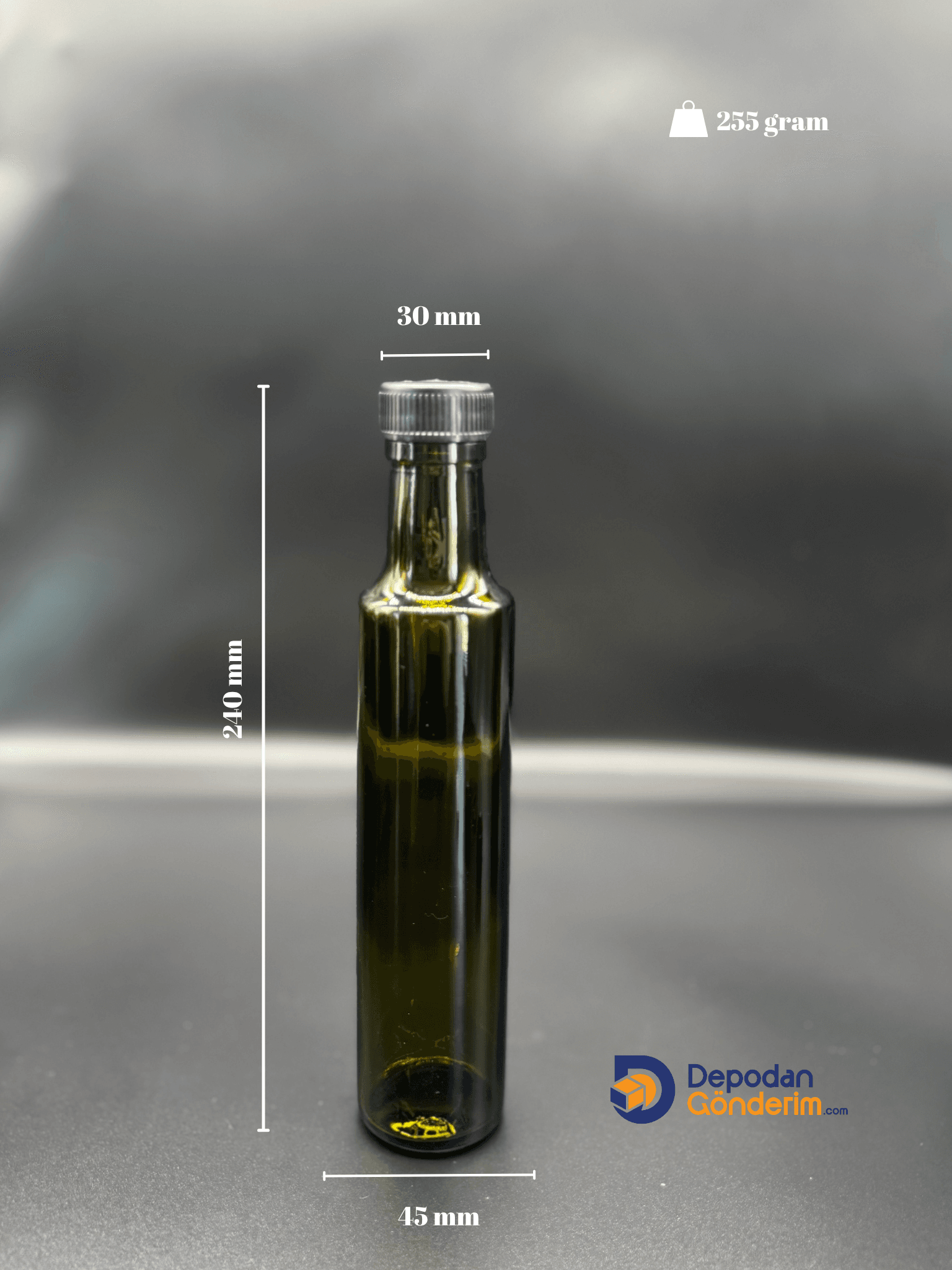 DP164 250cc Yeşil Dorika Şişe (Siyah Kilitli Eko Kapak) 