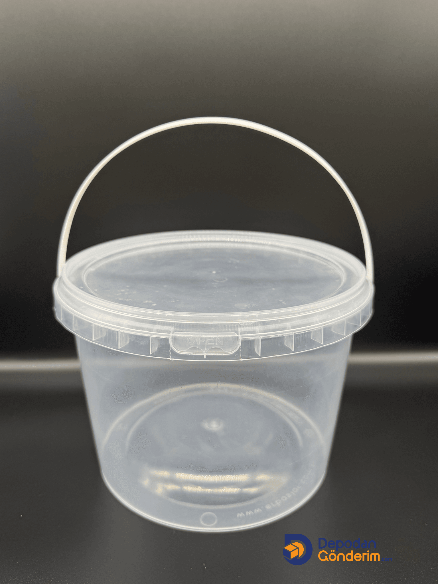 DP34 2000 cc Plastik Şeffaf Kapaklı Kova 