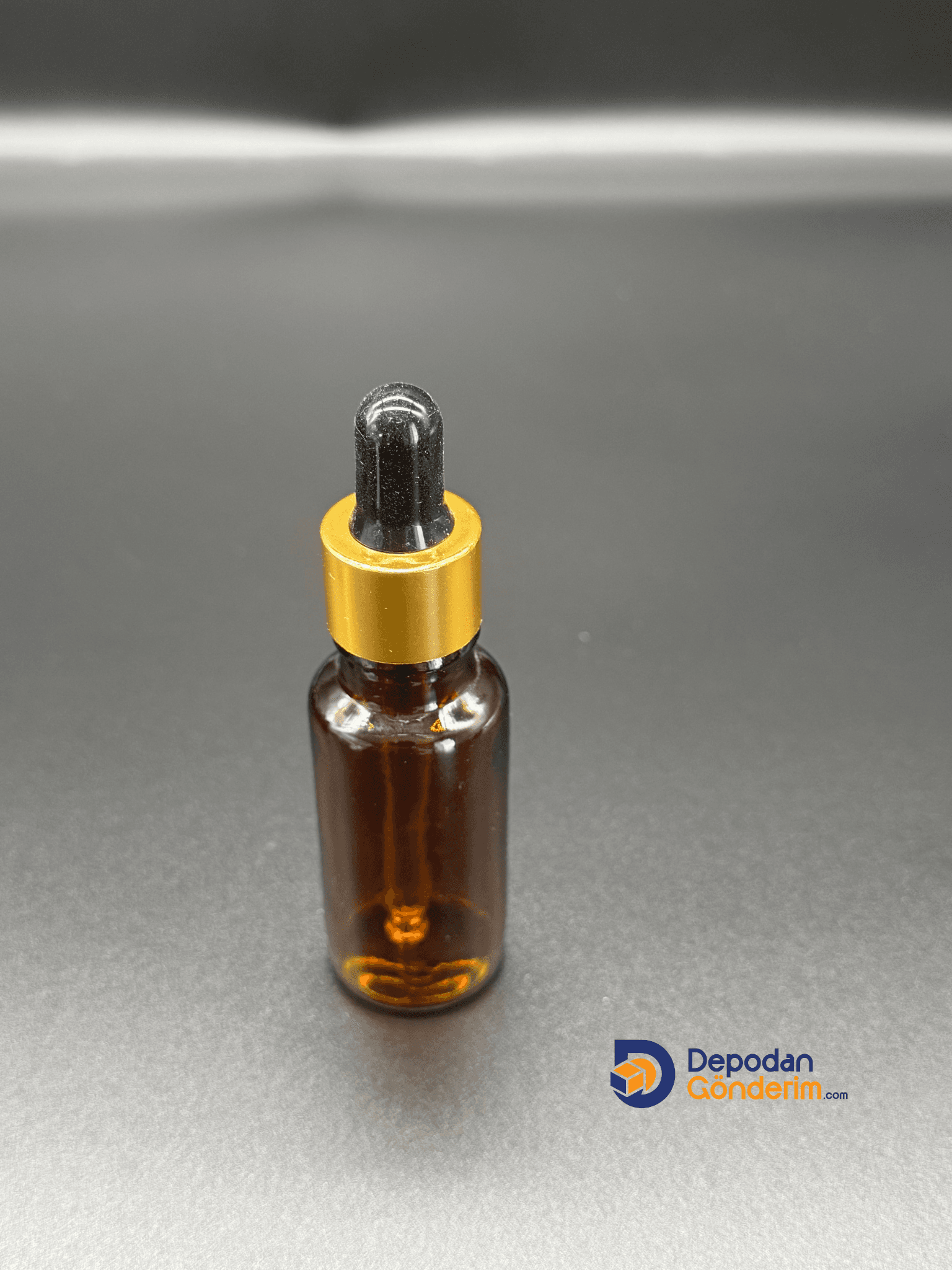 DP136 20cc Dar Ağızlı Ecza Cam Şişe (Cam Damlalıklı, Gold Kapaklı)