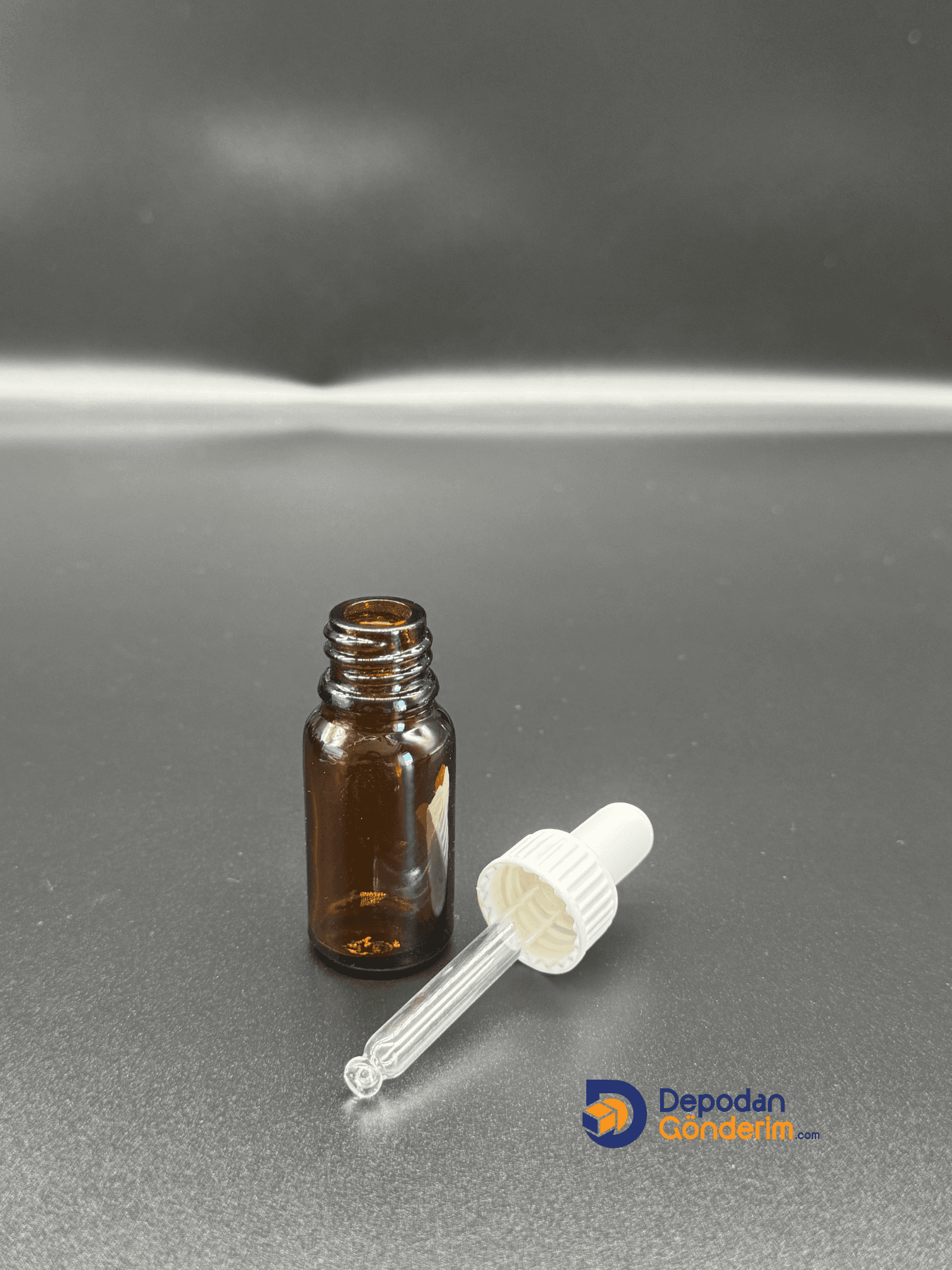 DP141 10cc Dar Ağızlı Ecza Cam Şişe (Cam Damlalıklı, Beyaz Plastik Kapaklı) 
