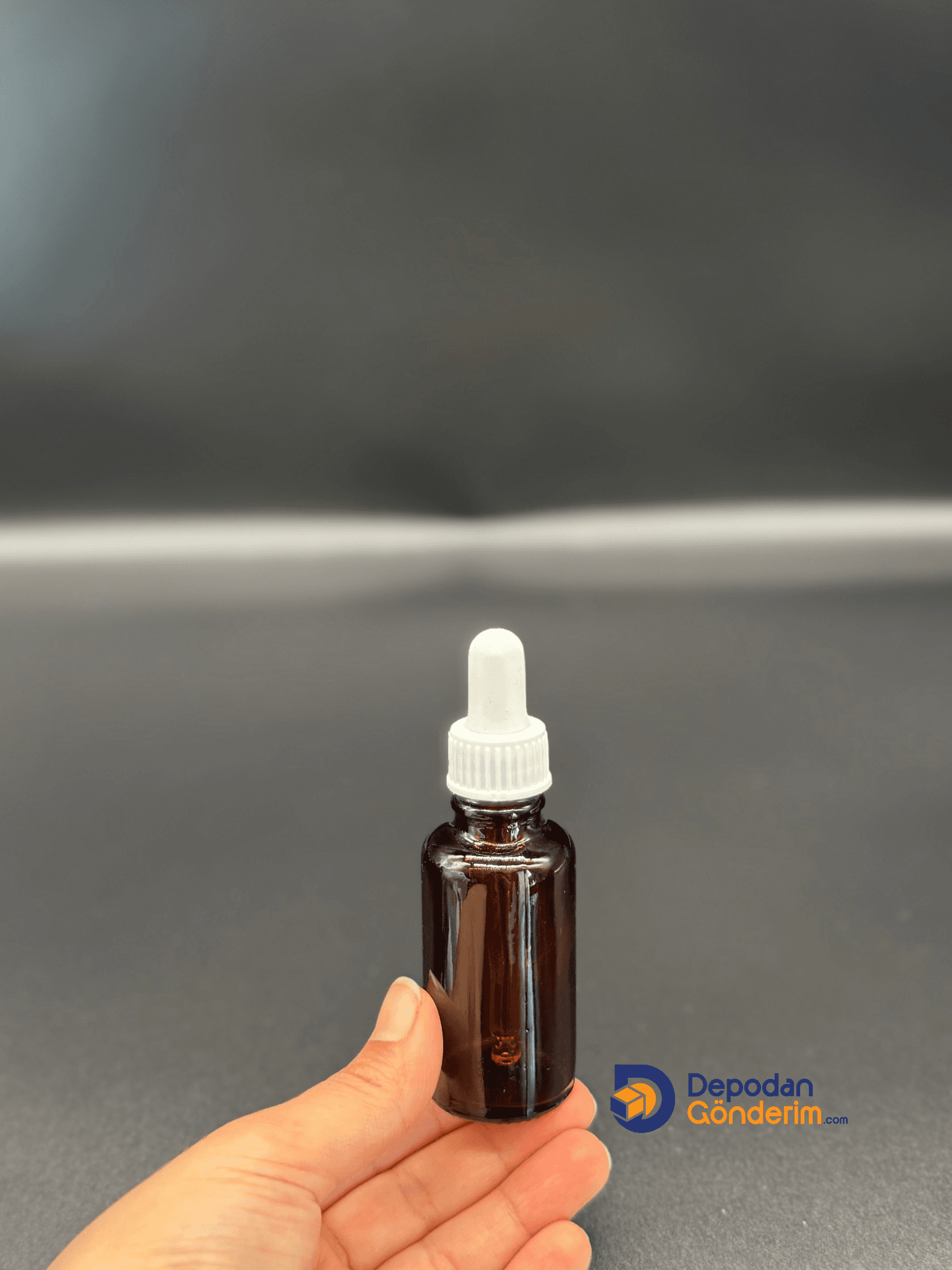 DP132 30cc Dar Ağızlı Ecza Cam Şişe (Cam Damlalıklı, Beyaz Plastik Kapaklı) 