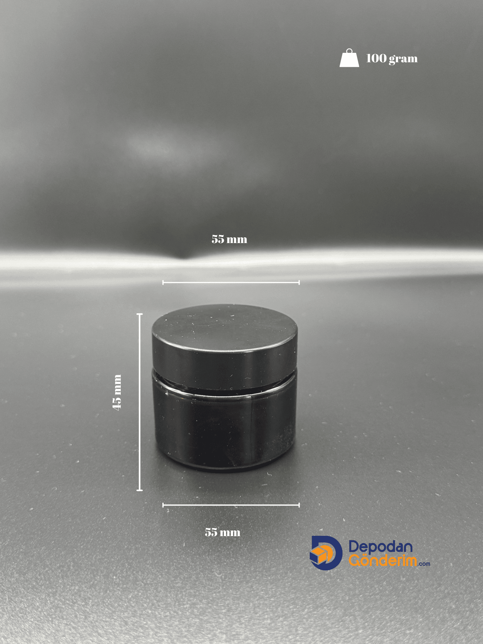 DP103 50cc Amber Cam Krem Kavanozu (Siyah Kapaklı)  