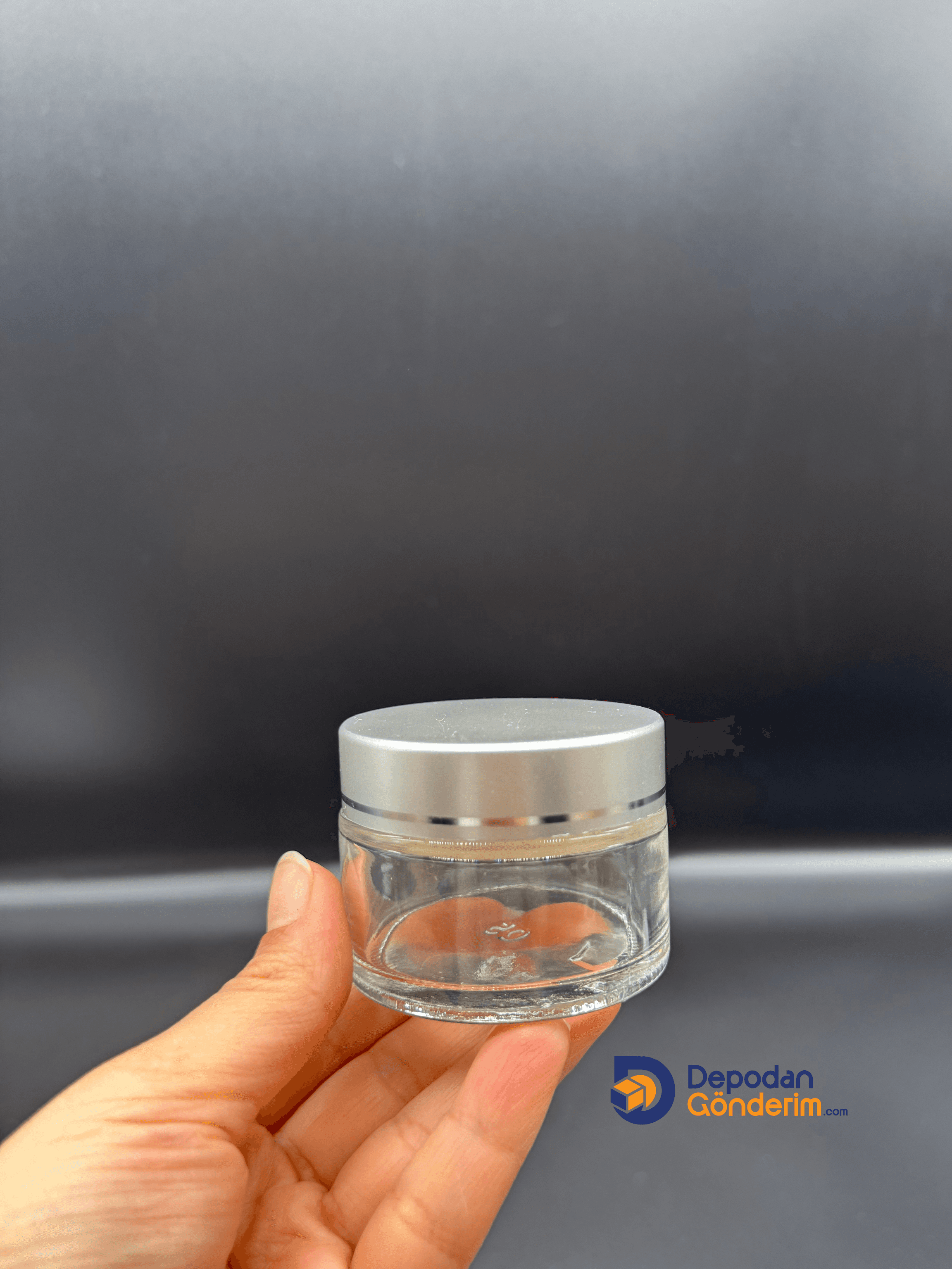 DP66 50cc İTHAL KREM KAVANOZU- GÜMÜŞ KAPAKLI  