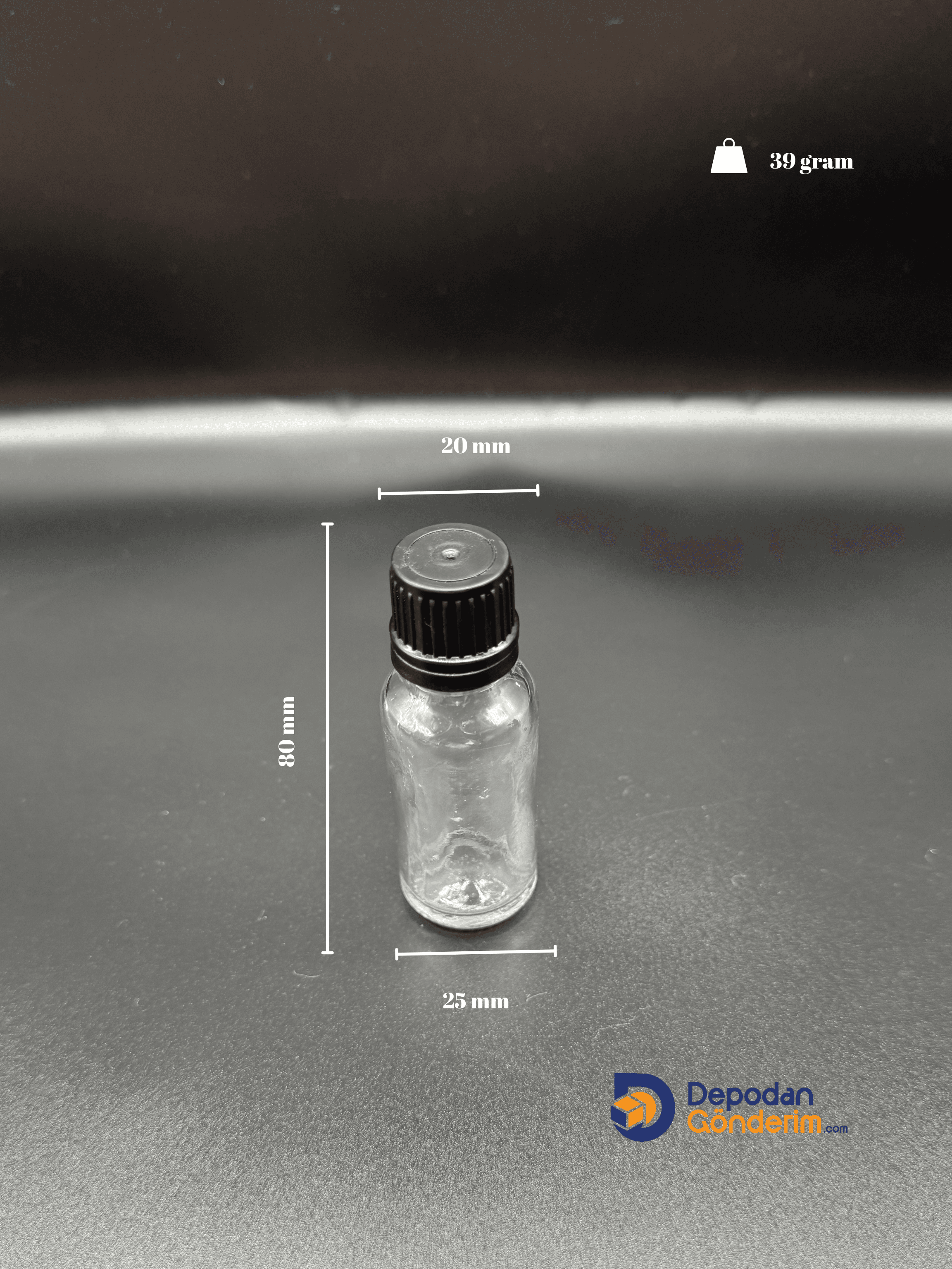 DP71 20cc ŞEFFAF ŞİŞE - SİYAH KİLİTLİ  KAPAKLI 