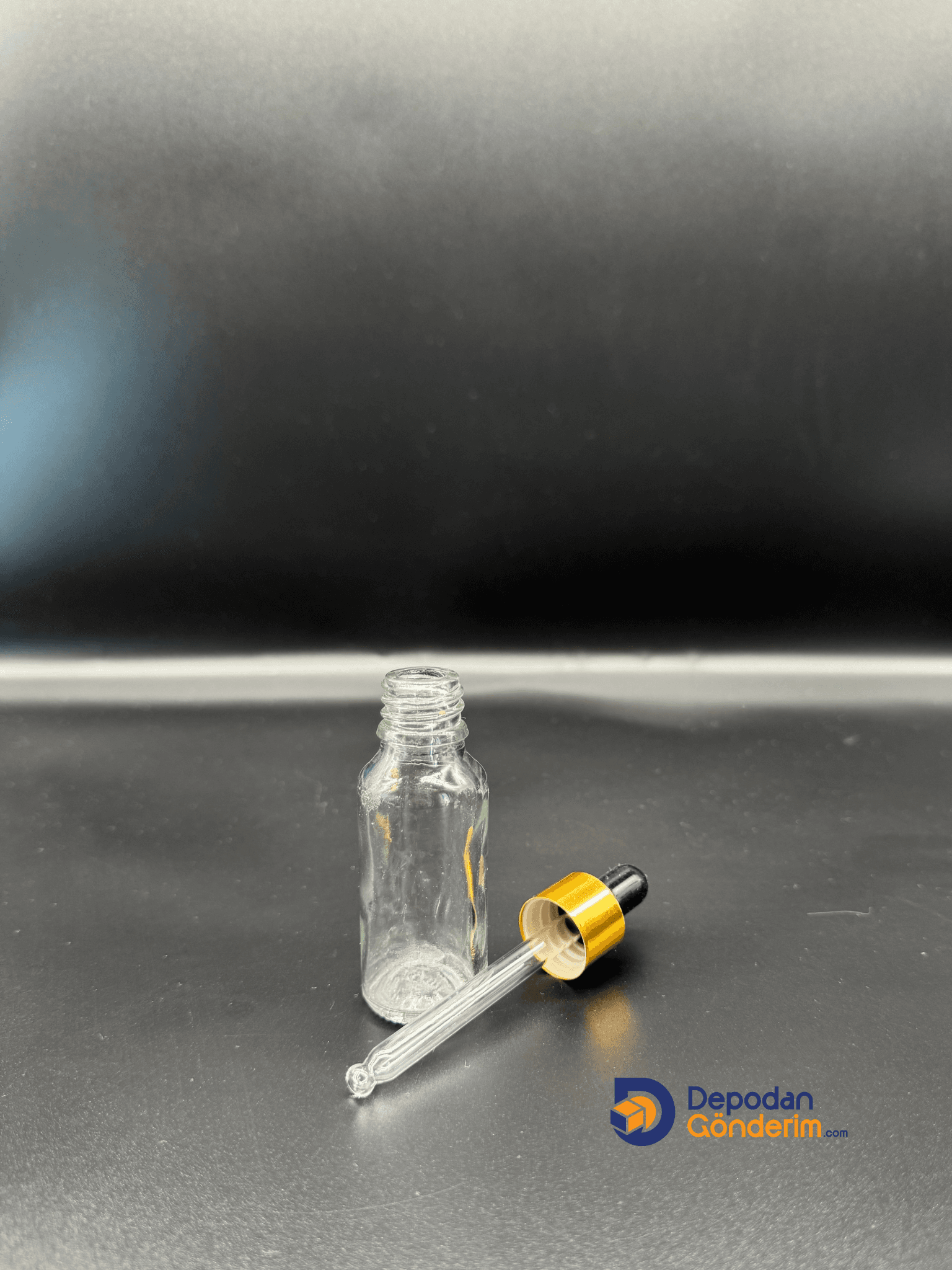 DP85 20cc CAM DAMLALIKLI - METAL GOLD KAPAKLI ŞİŞE 