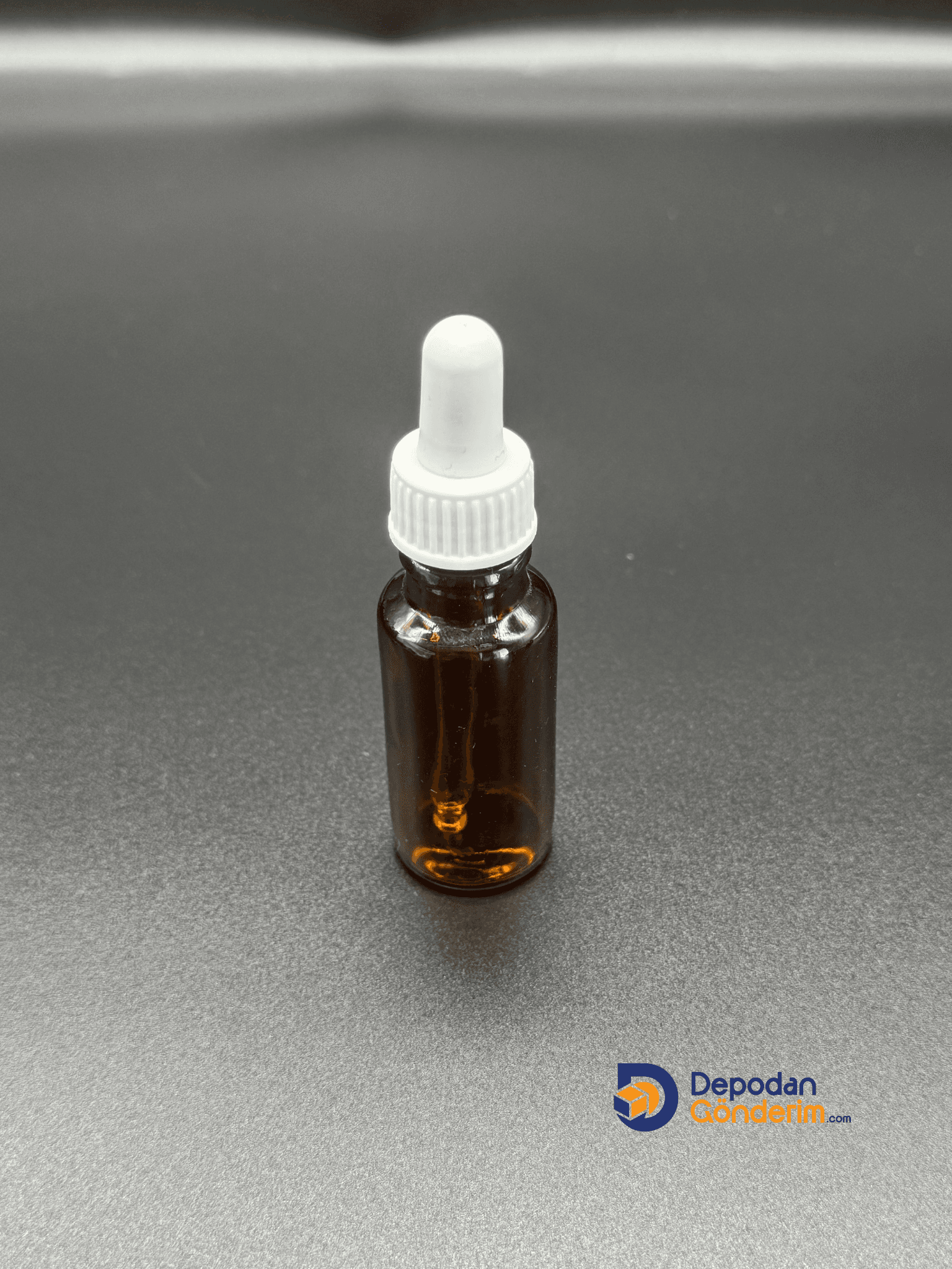 DP135 20cc Dar Ağızlı Ecza Cam Şişe (Cam Damlalıklı, Beyaz Plastik Kapaklı) 