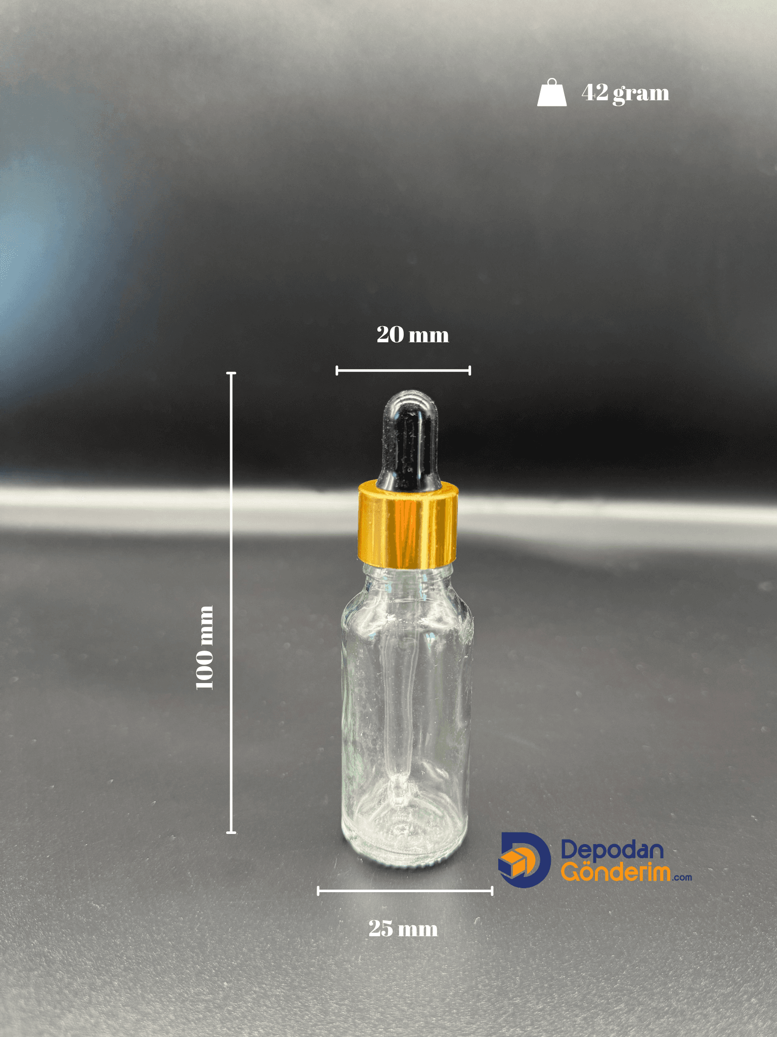 DP85 20cc CAM DAMLALIKLI - METAL GOLD KAPAKLI ŞİŞE 