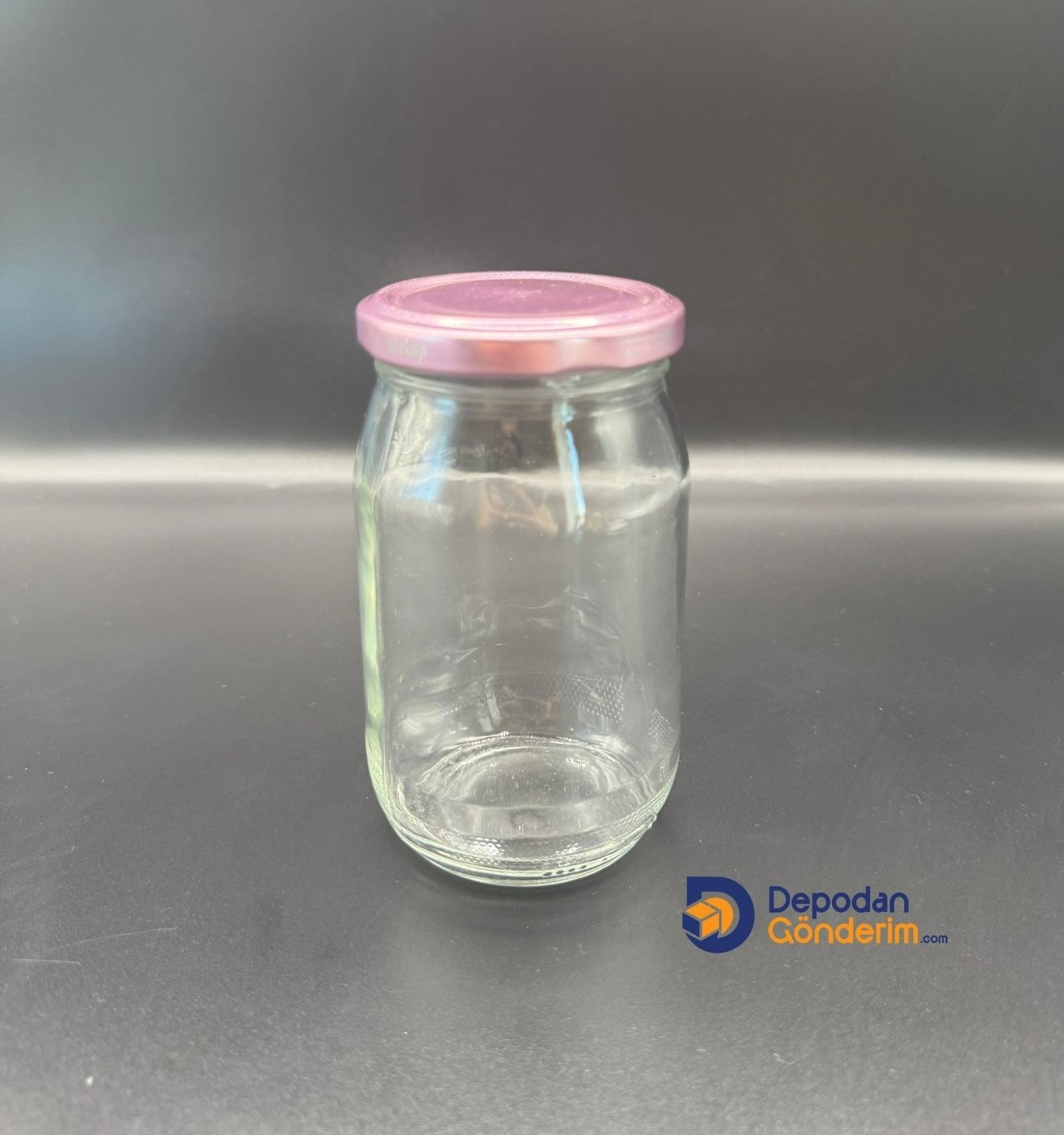 DP267 370cc Düz Standart Kavanoz Lila Kapaklı 