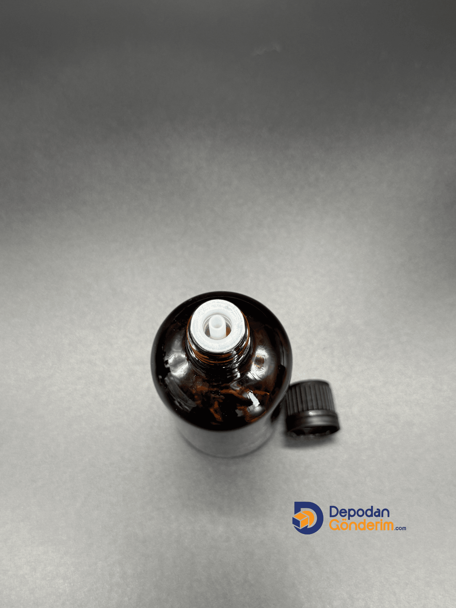 DP118 100cc Dar Ağızlı Ecza Cam Şişe (Siyah Kilitli, İçten Damlalıklı Kapaklı)