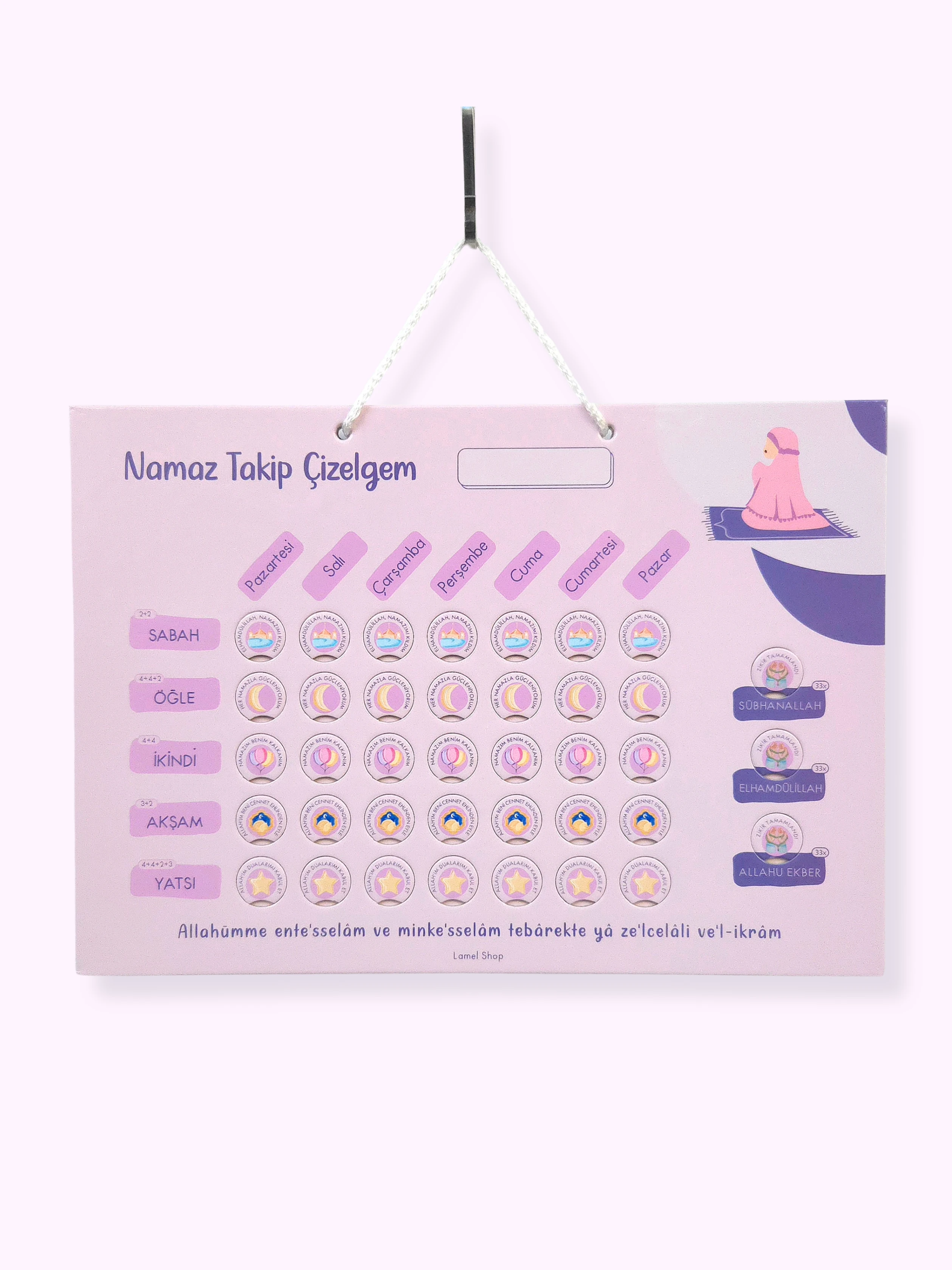 Namaz Takip Çizelgem | Kişiselleştirilebilir | Kız-Pembe