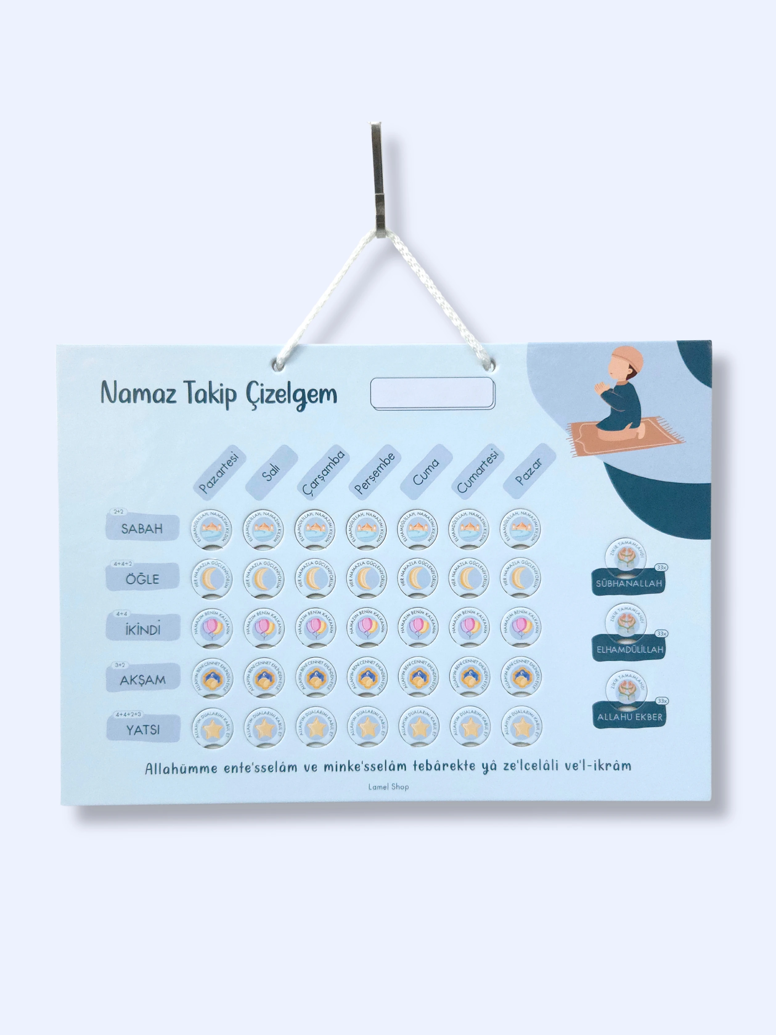 Namaz Takip Çizelgem | Kişiselleştirilebilir | Erkek-Mavi