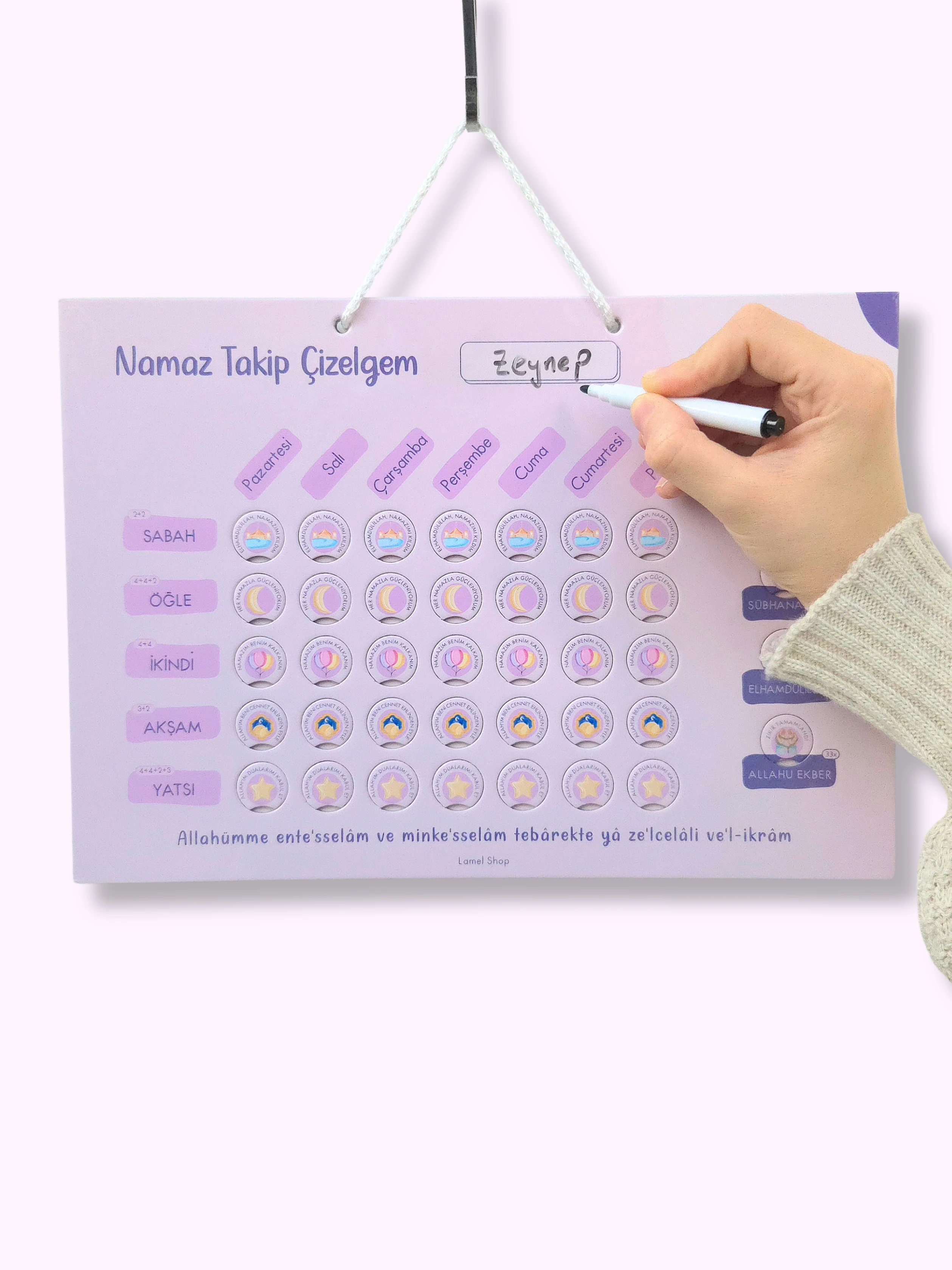 Namaz Takip Çizelgem | Kişiselleştirilebilir | Kız-Pembe