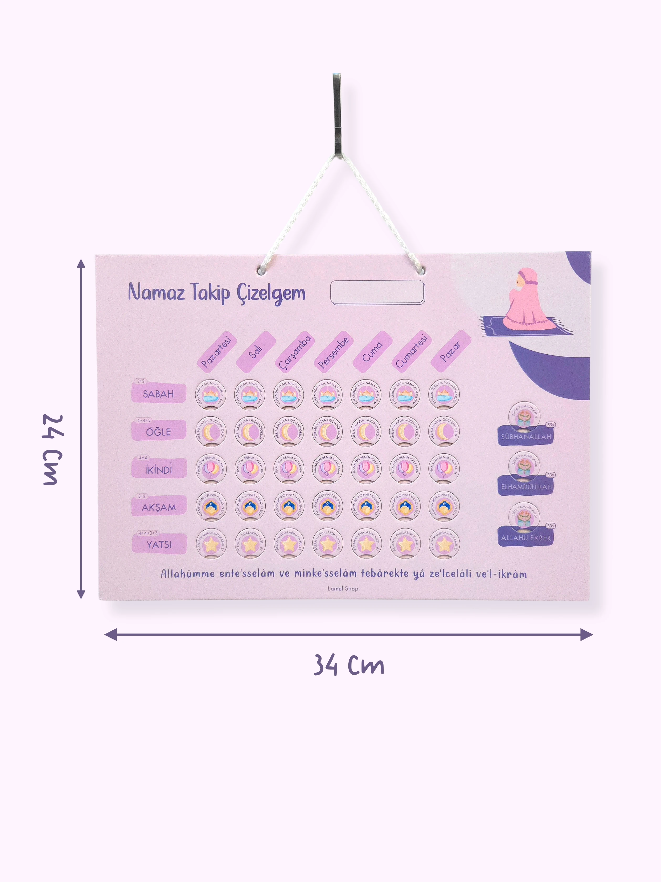 Namaz Takip Çizelgem | Kişiselleştirilebilir | Kız-Pembe