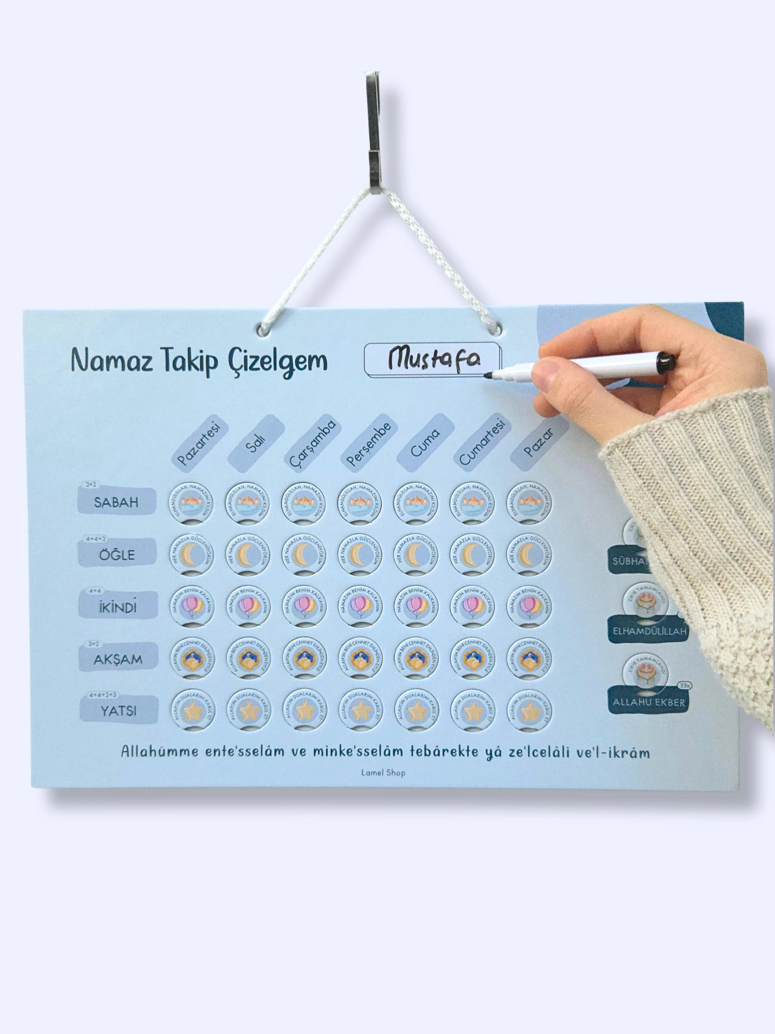 Namaz Takip Çizelgem | Kişiselleştirilebilir | Erkek-Mavi