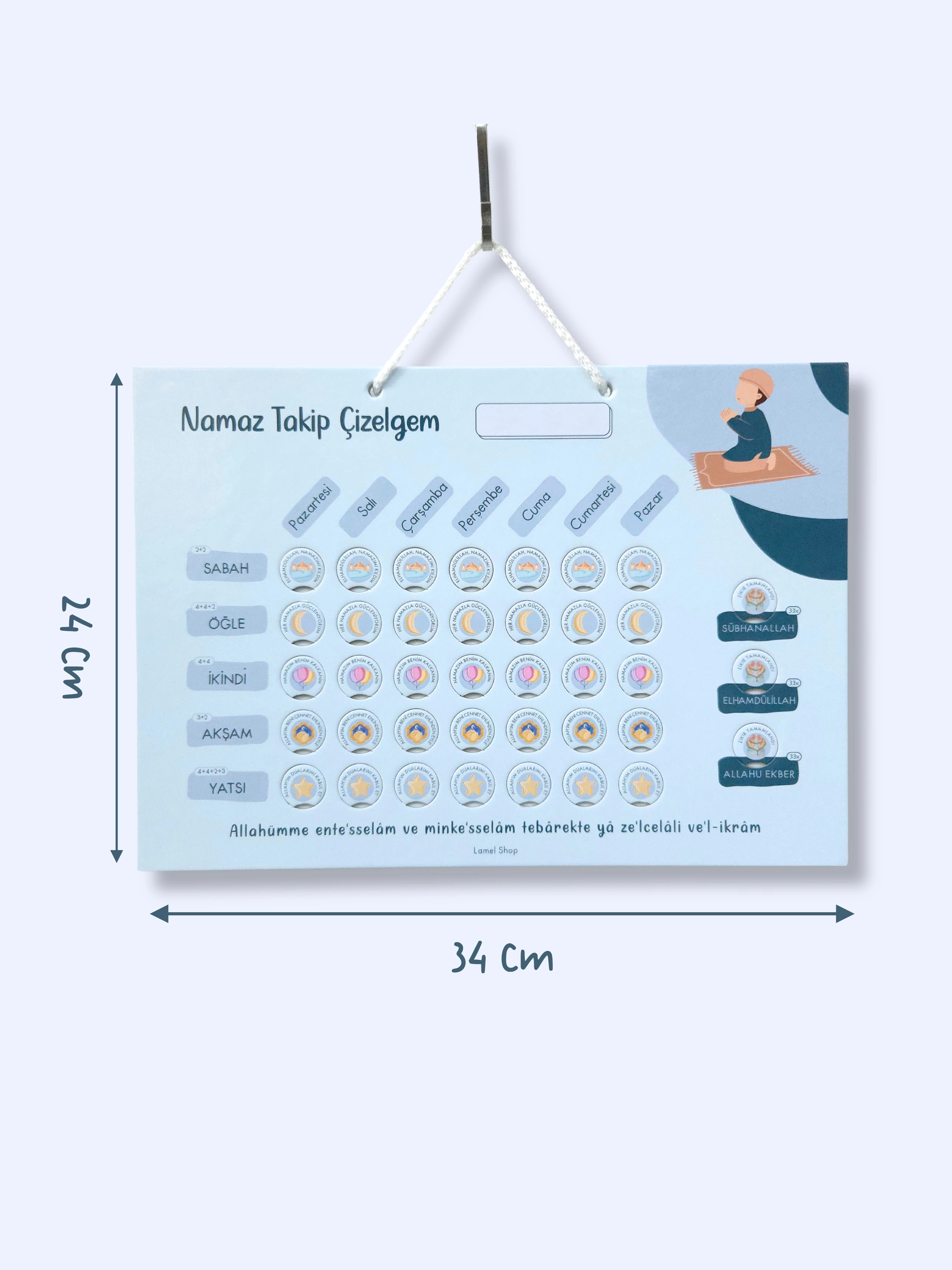 Namaz Takip Çizelgem | Kişiselleştirilebilir | Erkek-Mavi
