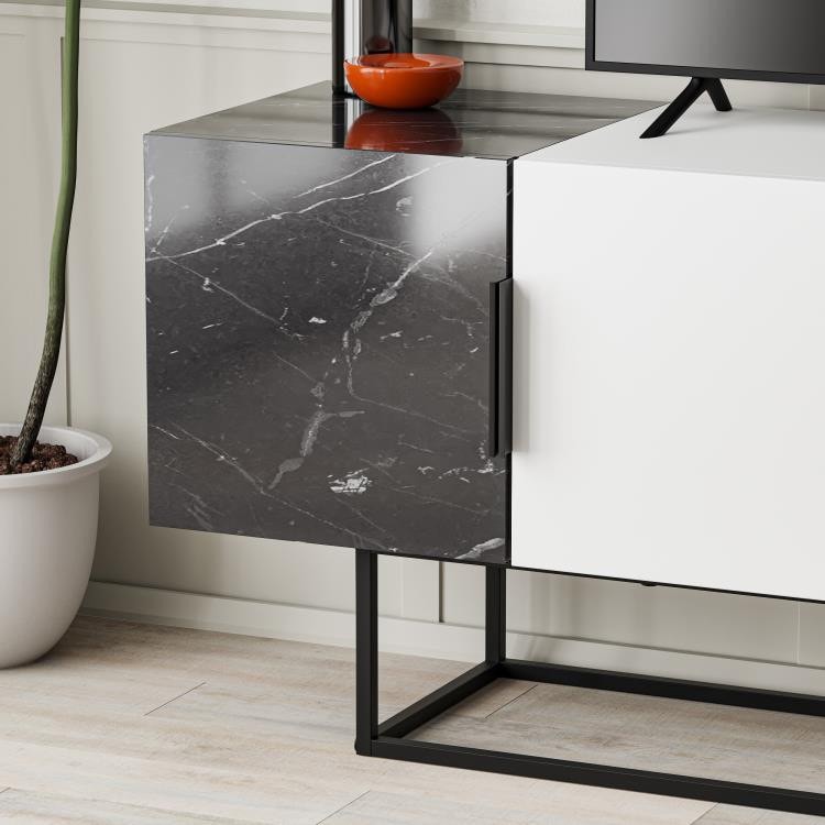 Tontini Tv Stand Lotus - White - Lotus - Carrara