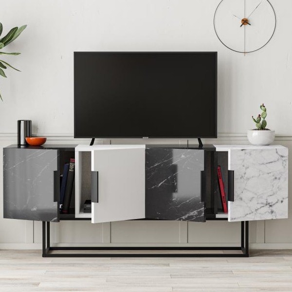 Tontini Tv Stand Lotus - White - Lotus - Carrara
