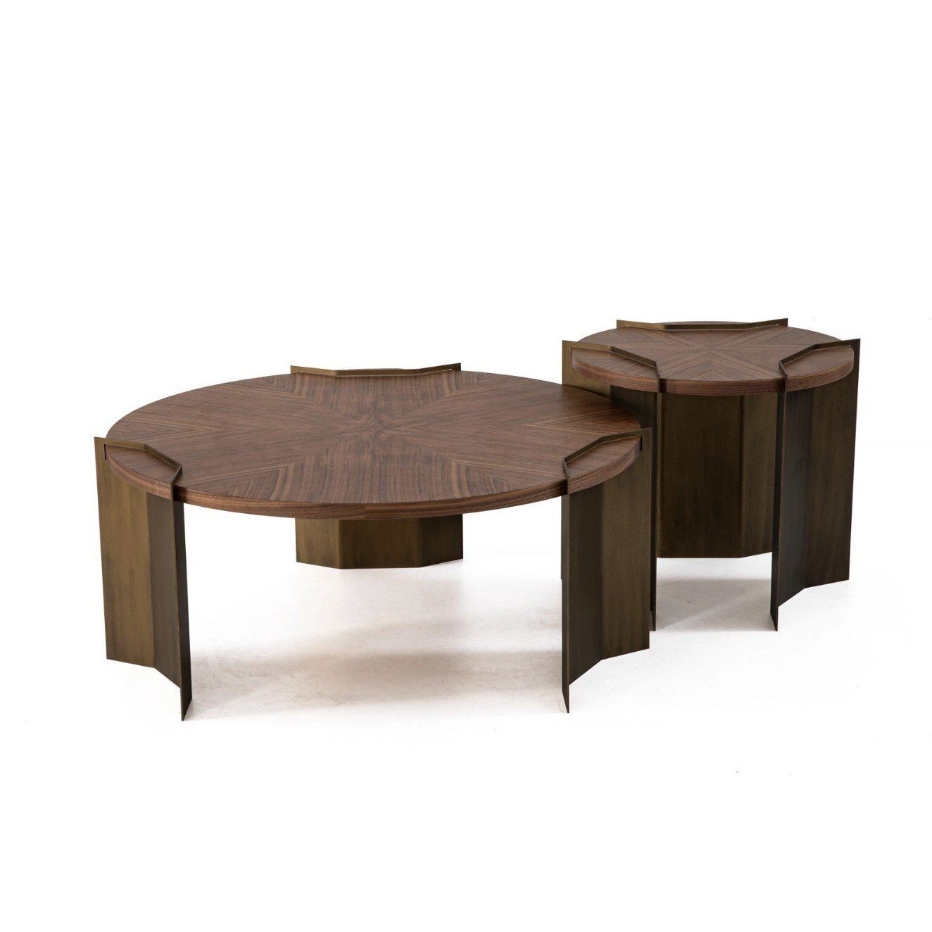 Molly Vol1 İkili Ceviz Orta & Yan Sehpa Seti