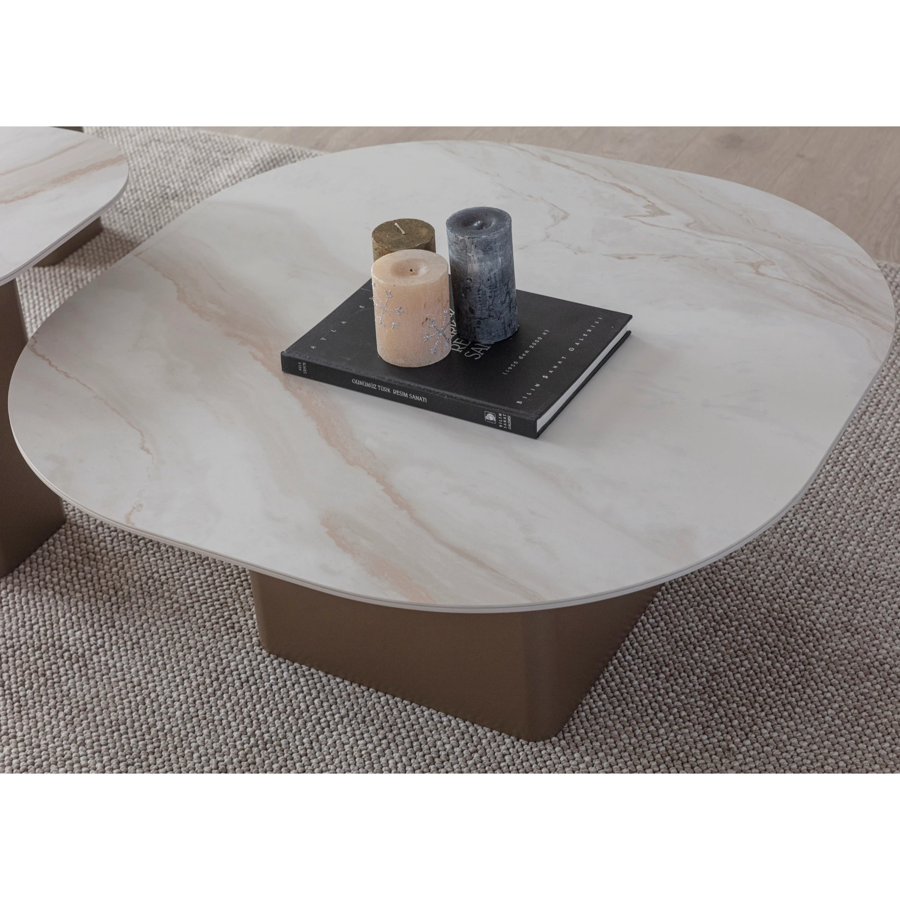 Milano Vol4 Üçlü Orta + Yan x 2 Adet Sehpa Seti - Seramik