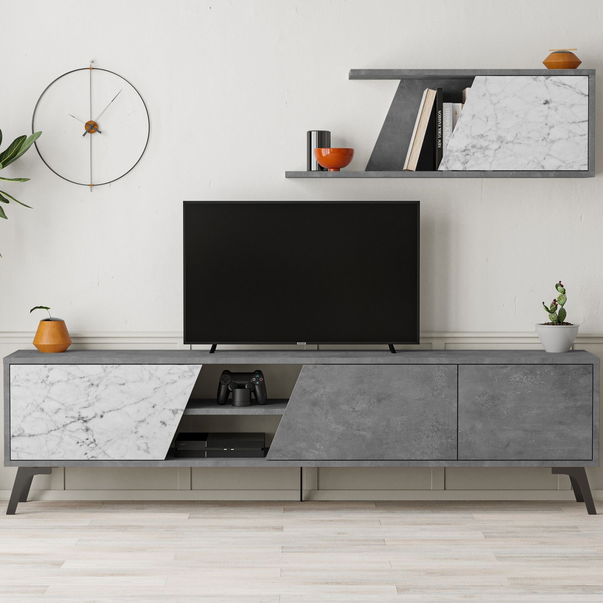 Fiona Tv Unit Retro Grey - Carrara