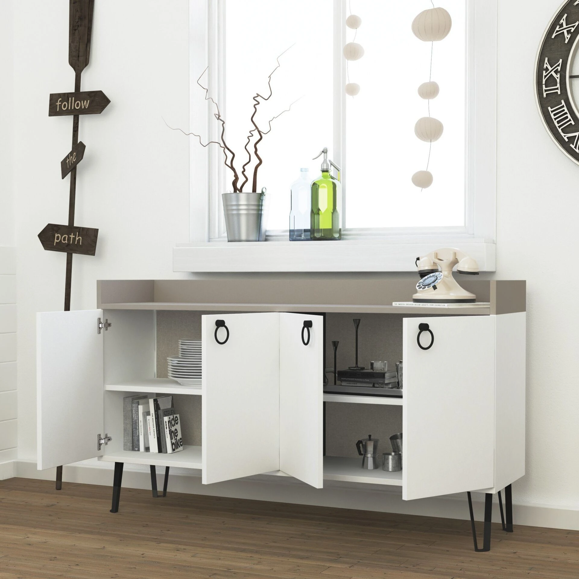 DEA CONSOLE TABLE - WHITE - LIGHT MOCHA M.K.16558.3