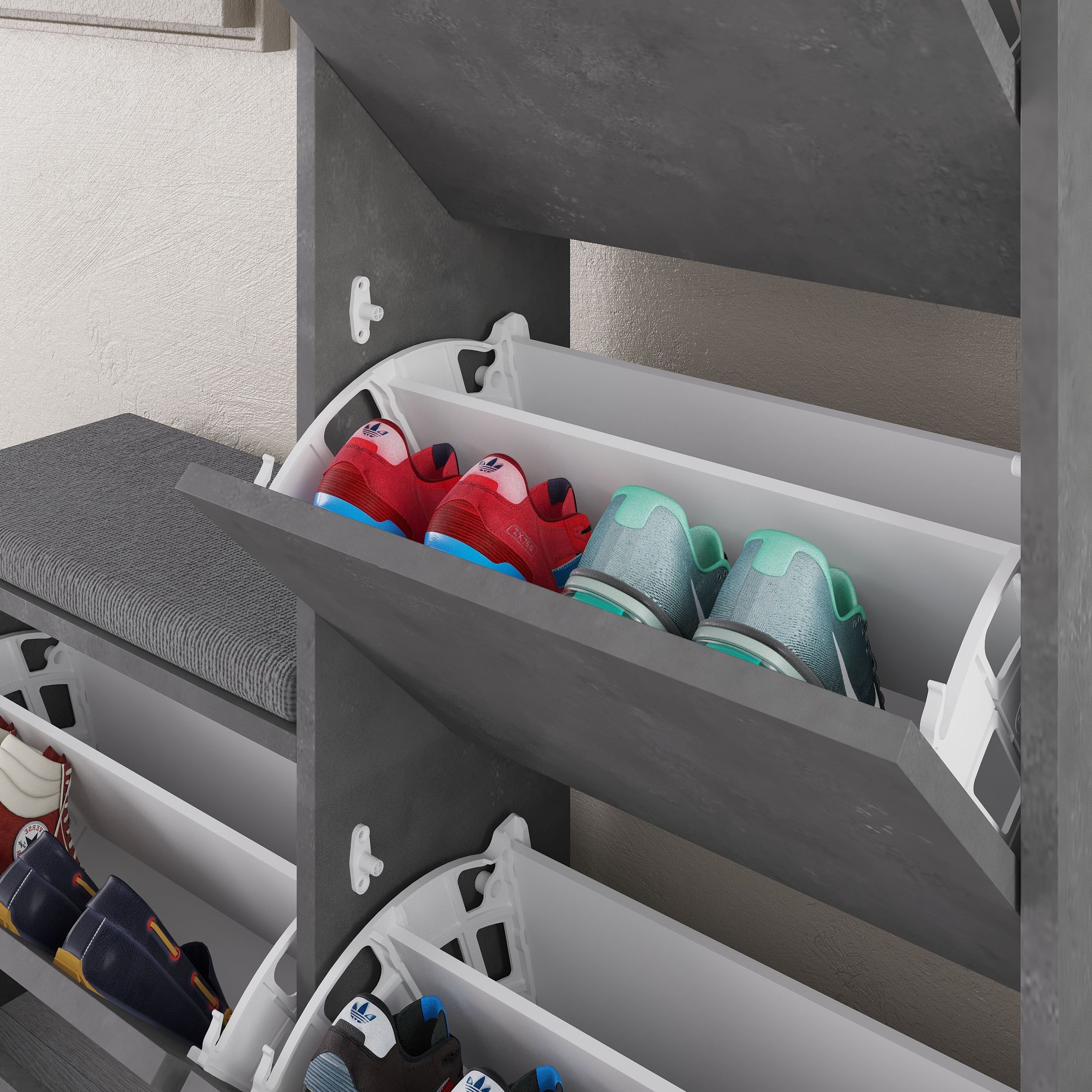 Dude Bench & Shoe Cabinet Retro Grey