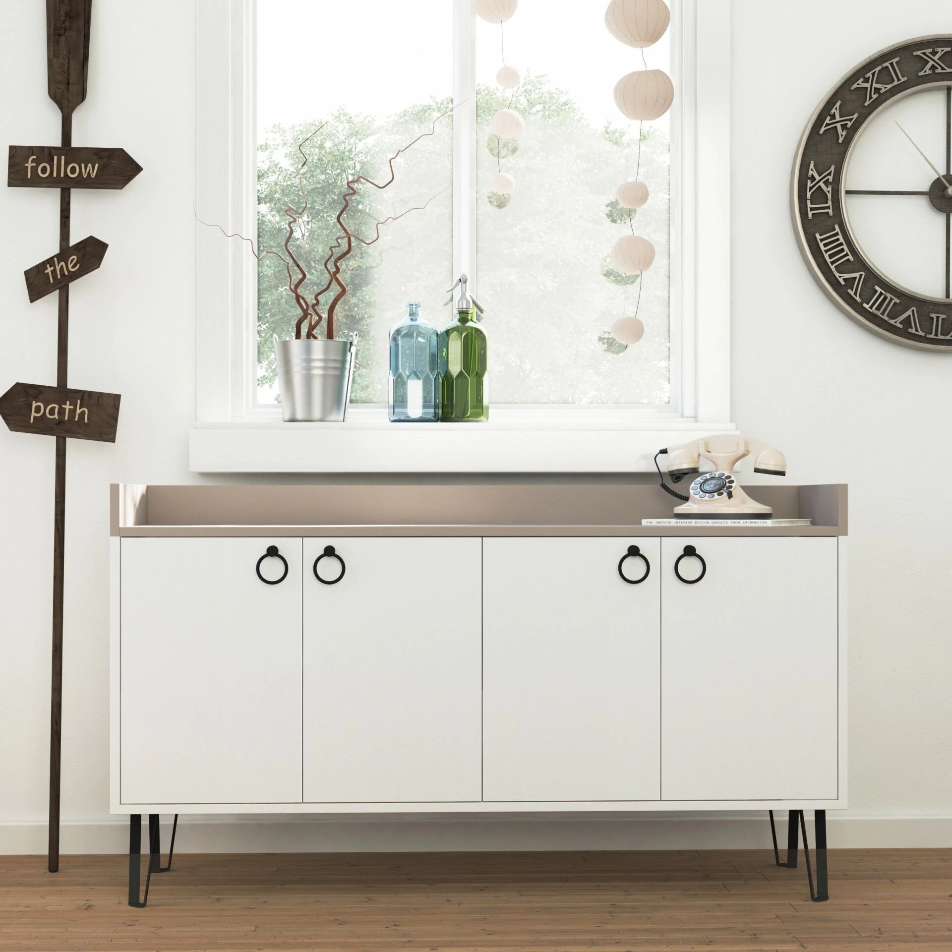 DEA CONSOLE TABLE - WHITE - LIGHT MOCHA M.K.16558.3