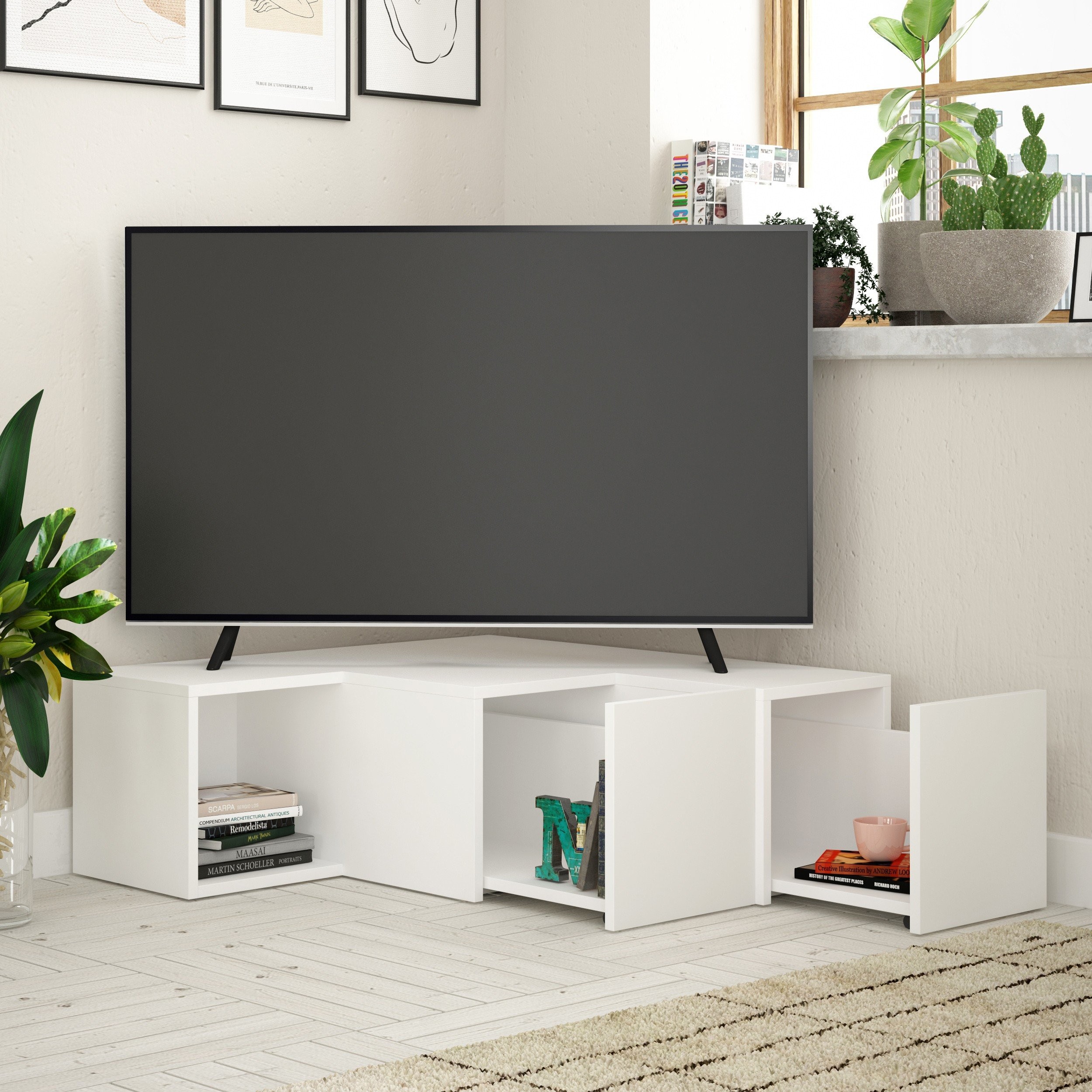 COMPACT TV STAND - WHITE - M.TV.16544.2
