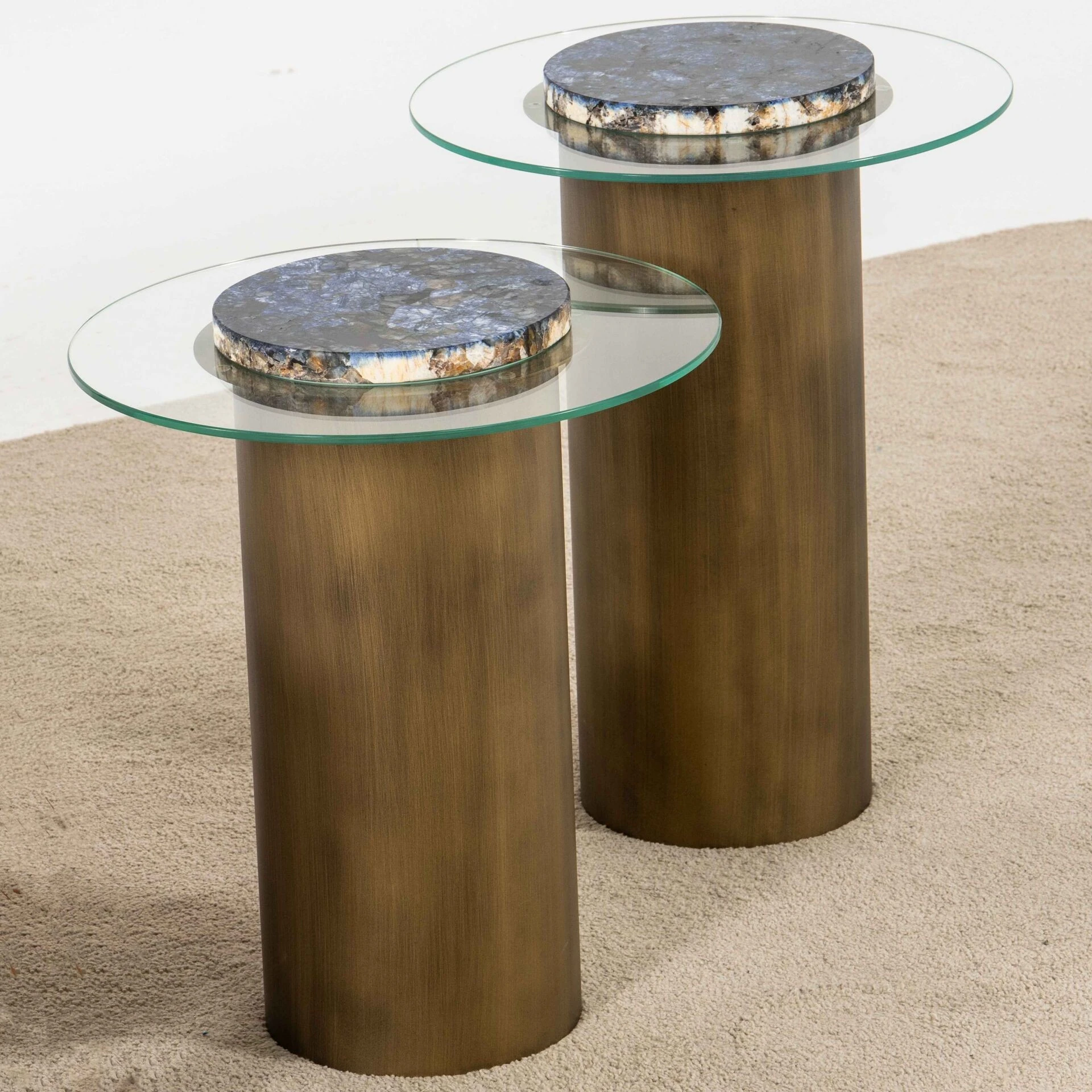 Lanny Vol2 İkili Cam Tablalı Zigon Sehpa Seti