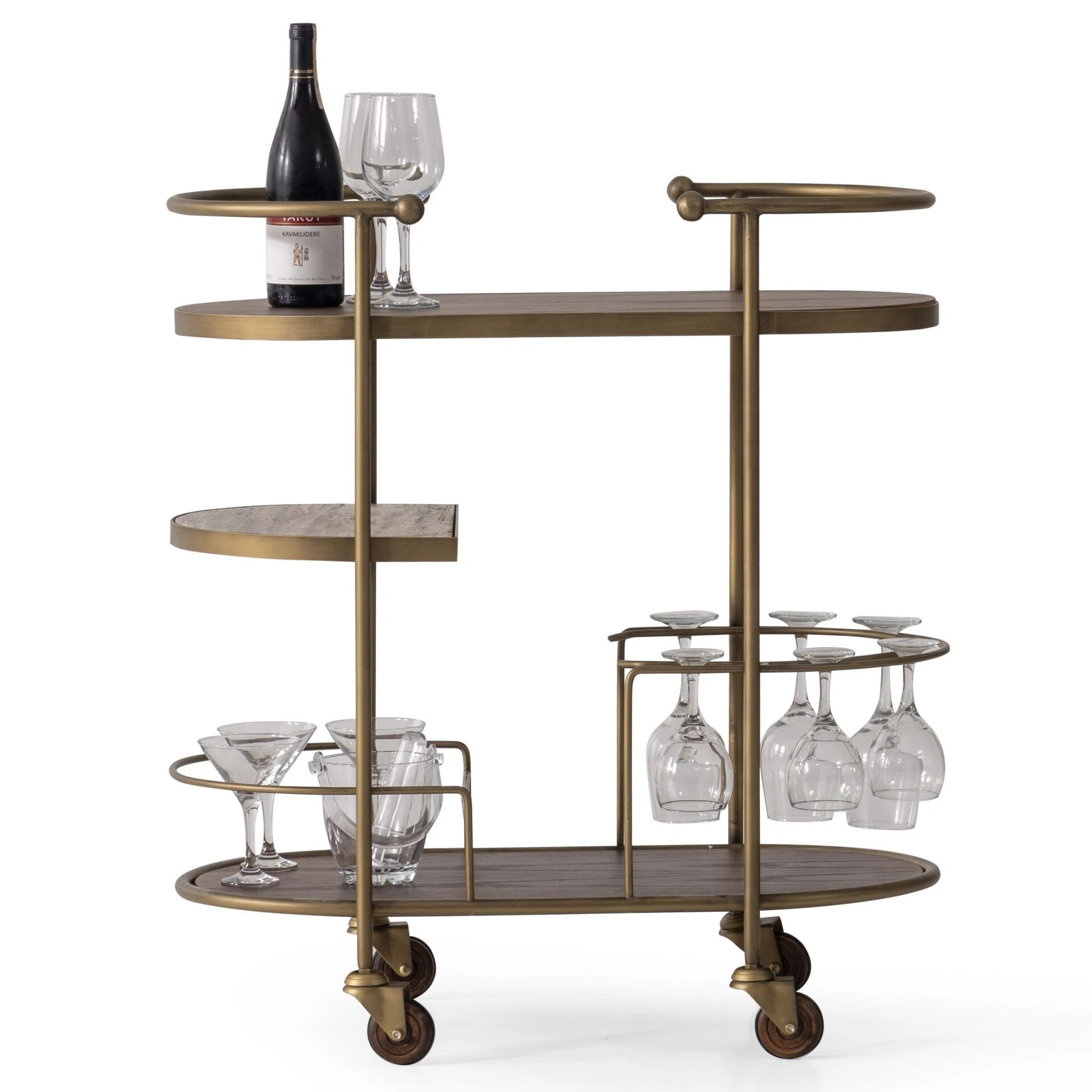 Amelio Bar Tekerlekli Servis Yan Sehpa