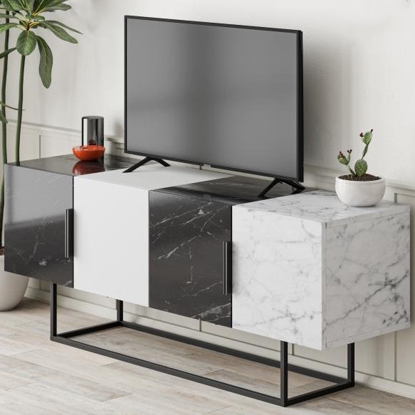 Tontini Tv Stand Lotus - White - Lotus - Carrara