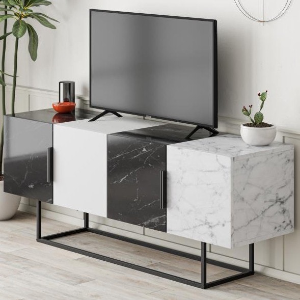 Tontini Tv Stand Lotus - White - Lotus - Carrara