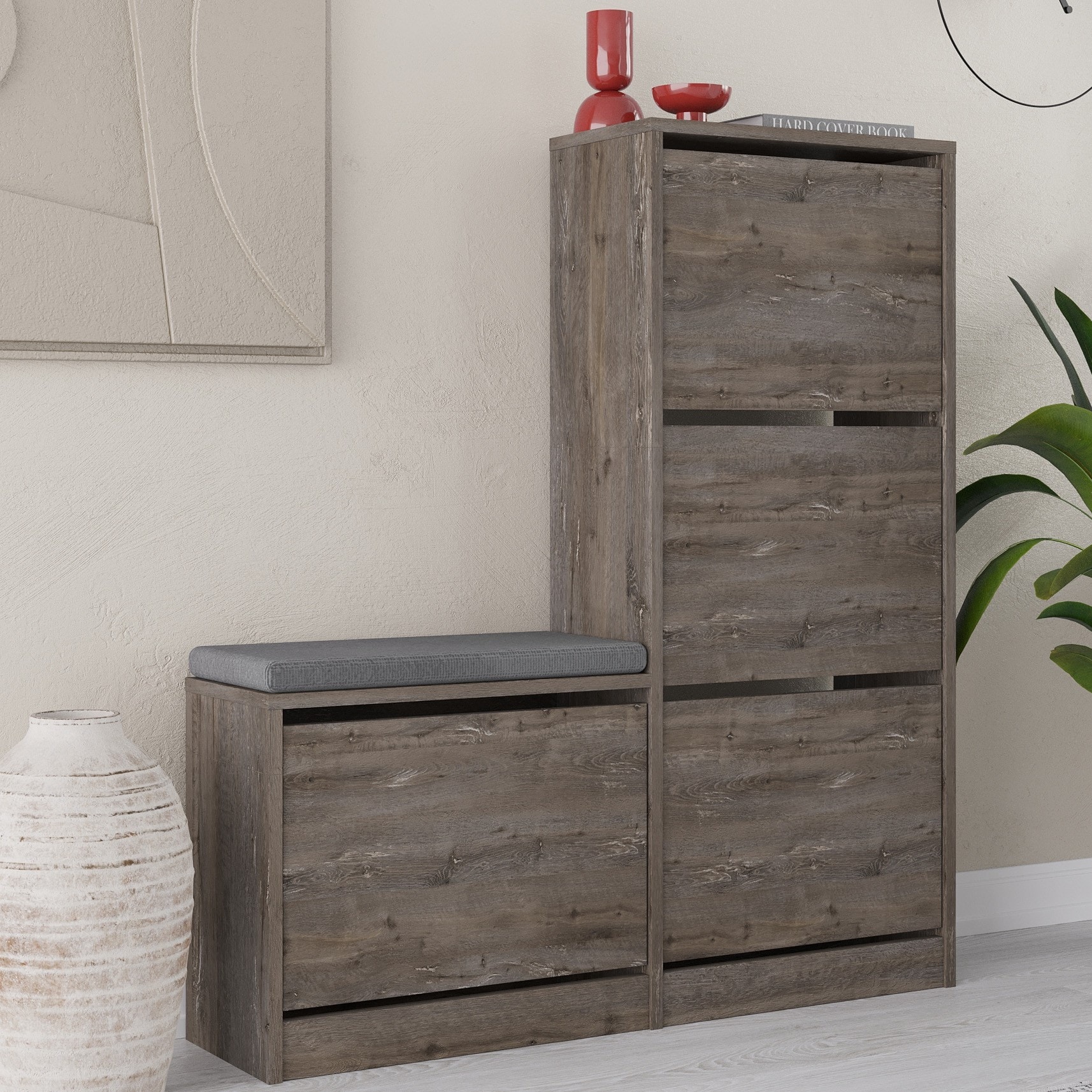 Dude Bench & Shoe Cabinet Dark Coffee