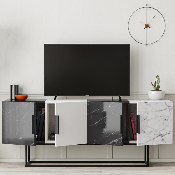 Tontini Tv Stand Lotus - White - Lotus - Carrara