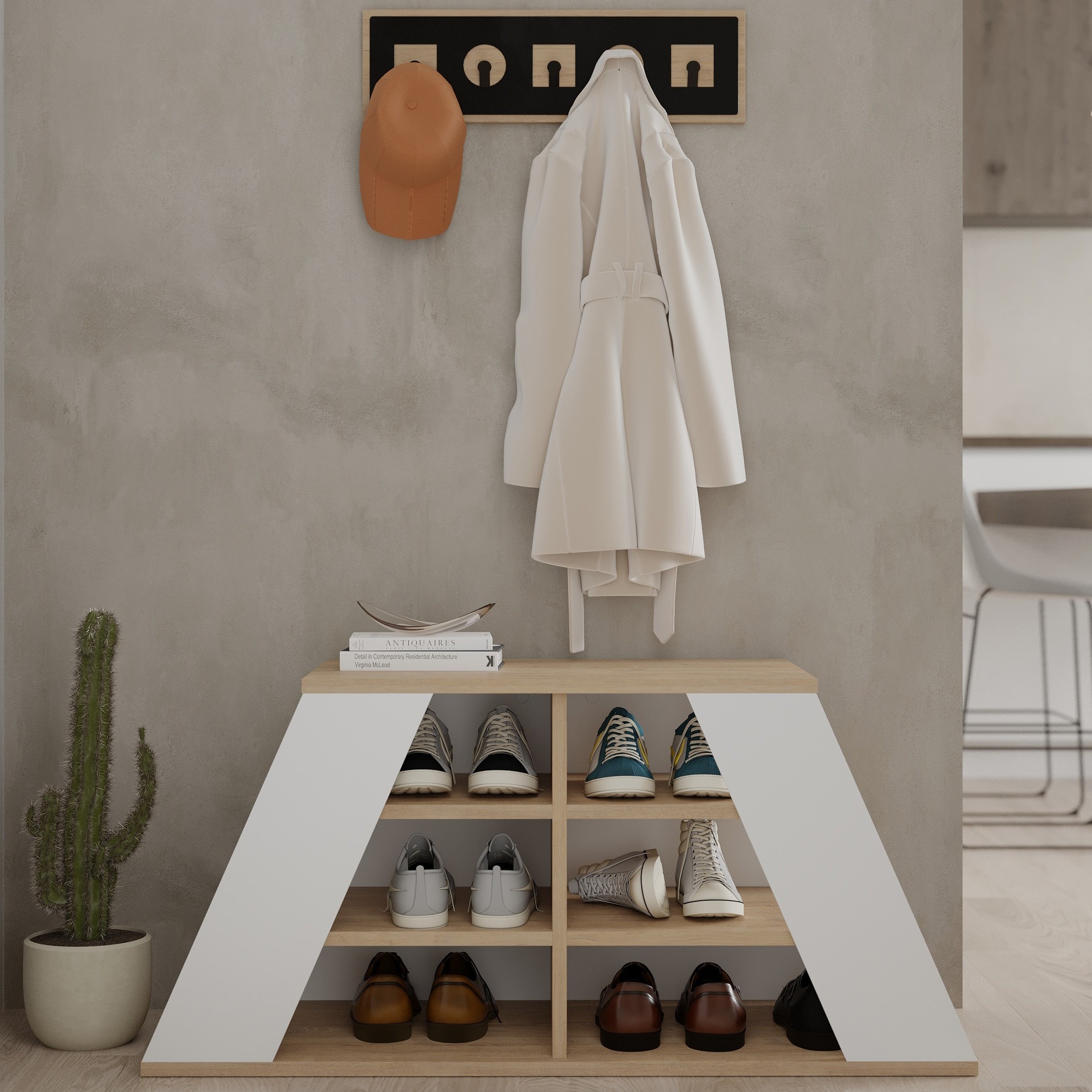 Pyramid Shoe Bench Sapphire Oak - White