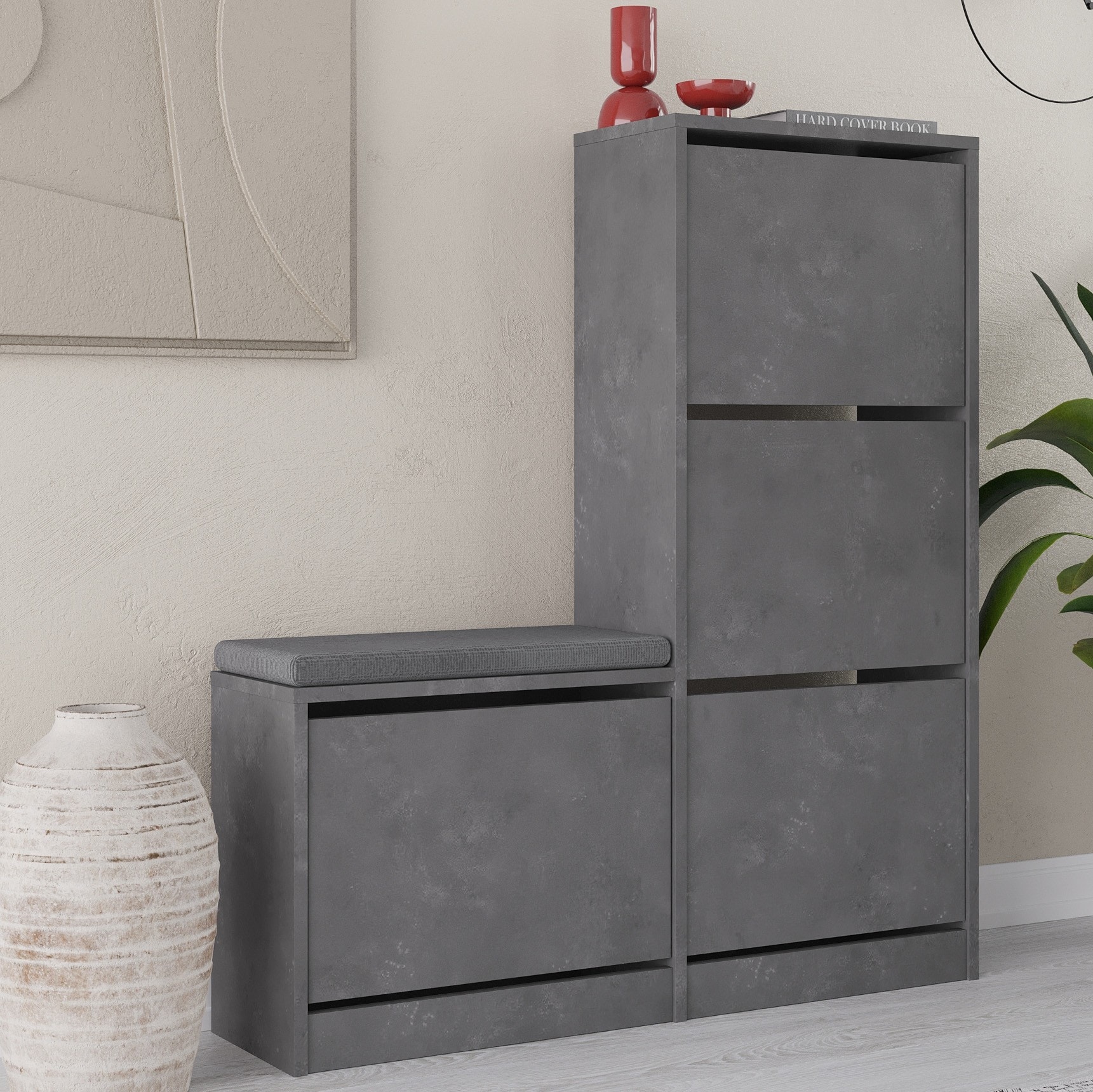 Dude Bench & Shoe Cabinet Retro Grey