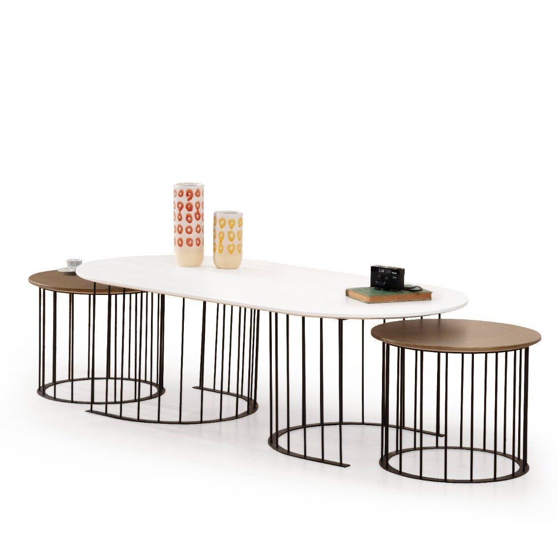 Ripa Vol2 Üçlü Orta & Yan x 2 Adet Sehpa Seti