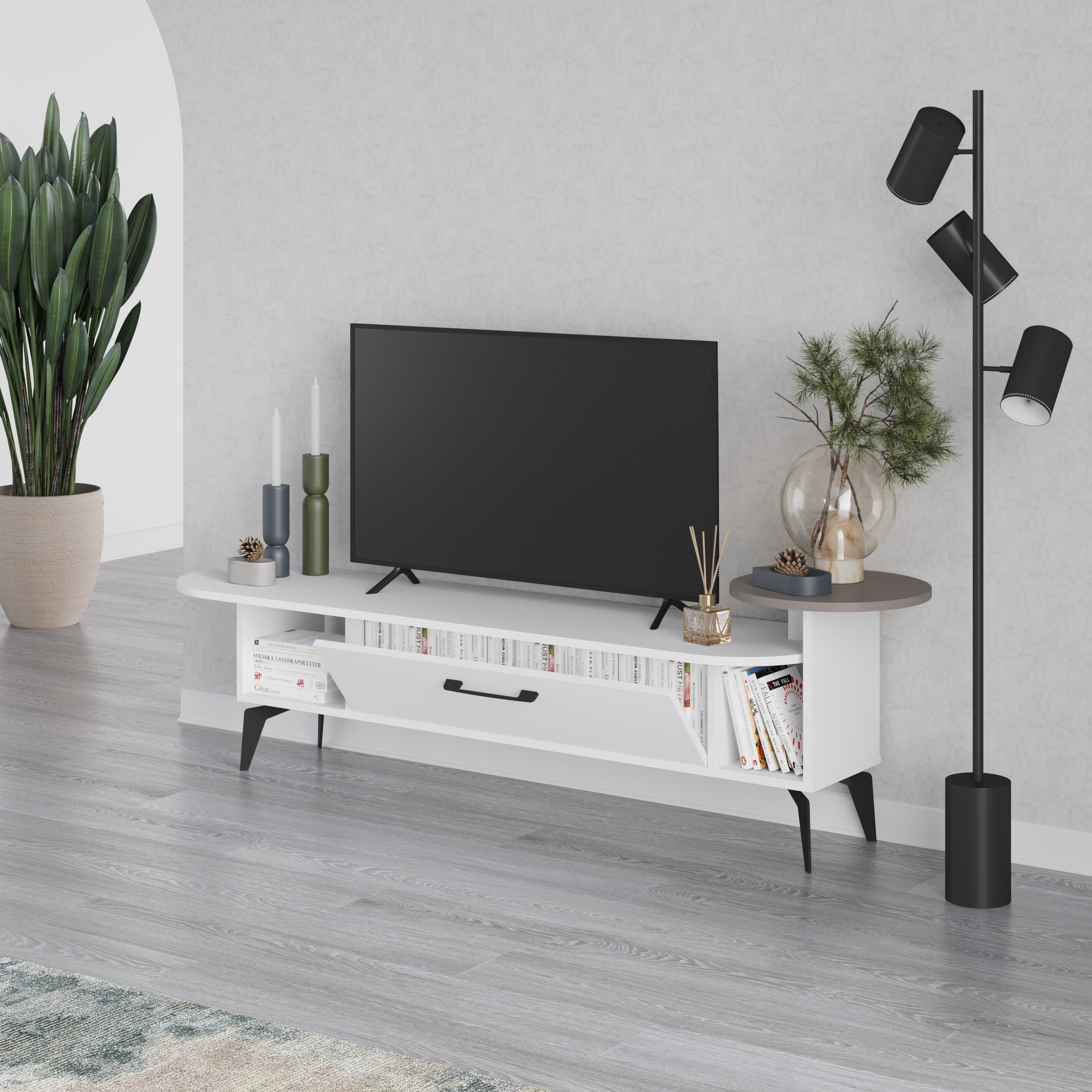 ADA TV STAND - WHITE - LIGHT MOCHA M.TV.23742.2