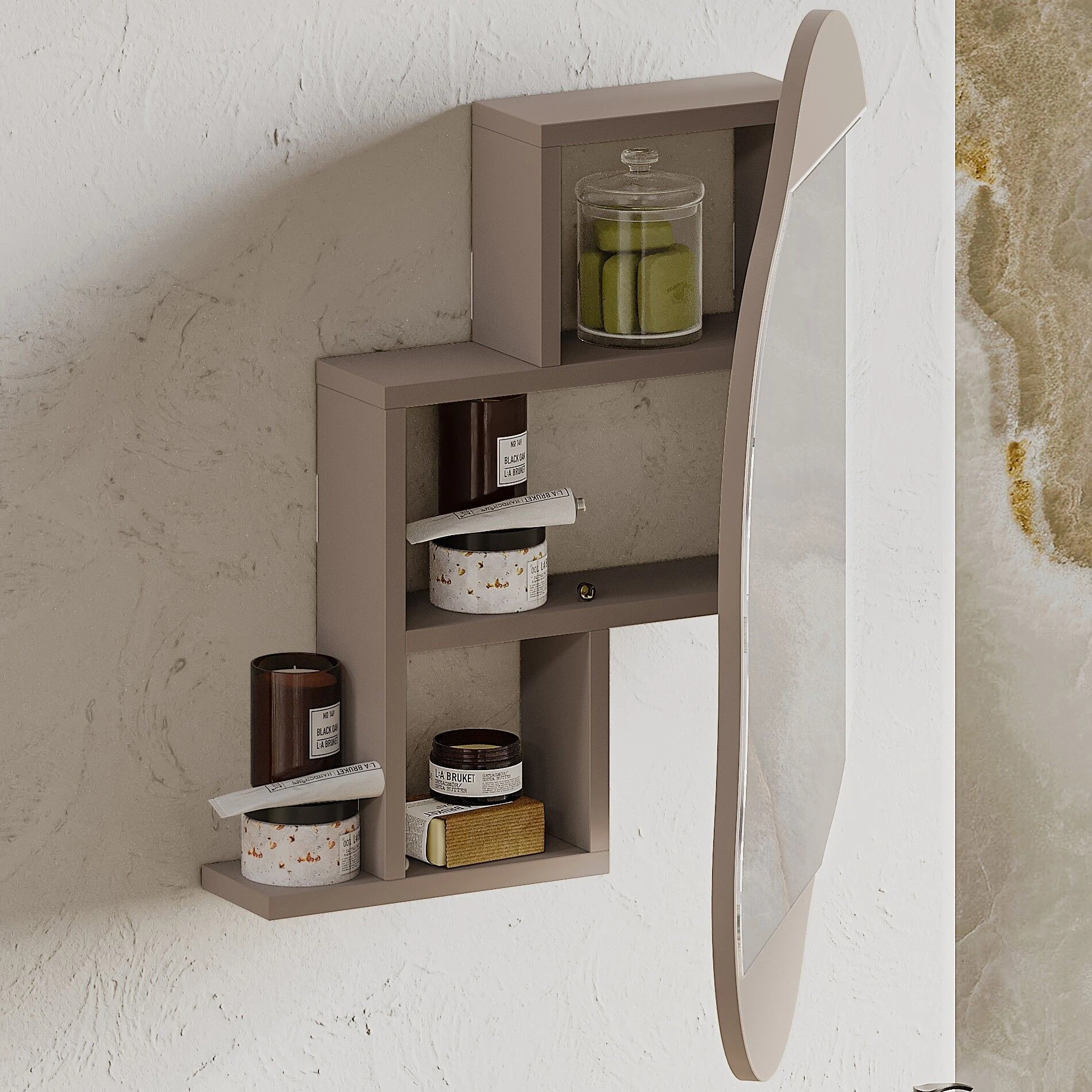 Cloud Storage Bathroom Wall Mirror Light Mocha