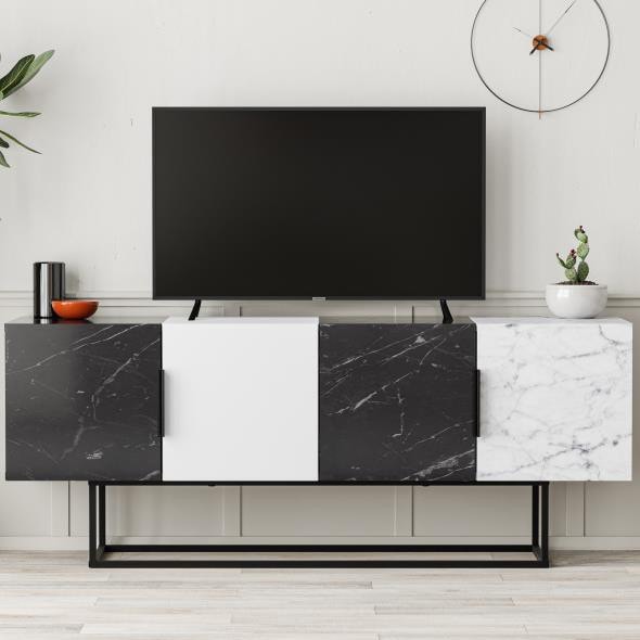 Tontini Tv Stand Lotus - White - Lotus - Carrara