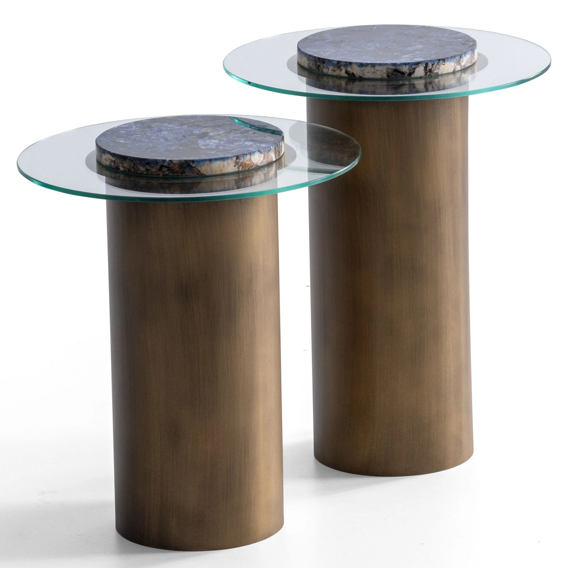 Lanny Vol2 İkili Cam Tablalı Zigon Sehpa Seti