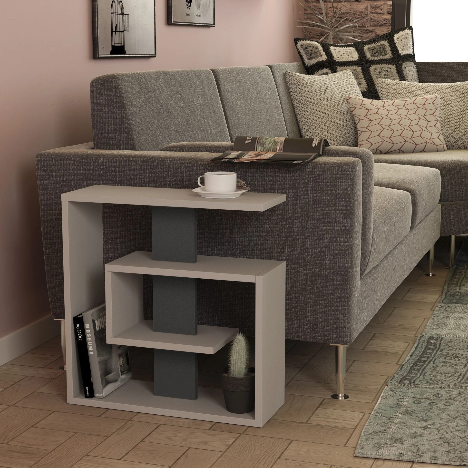 SALY SIDE TABLE - LIGHT MOCHA - ANTHRACITE - M.SH.13185.9