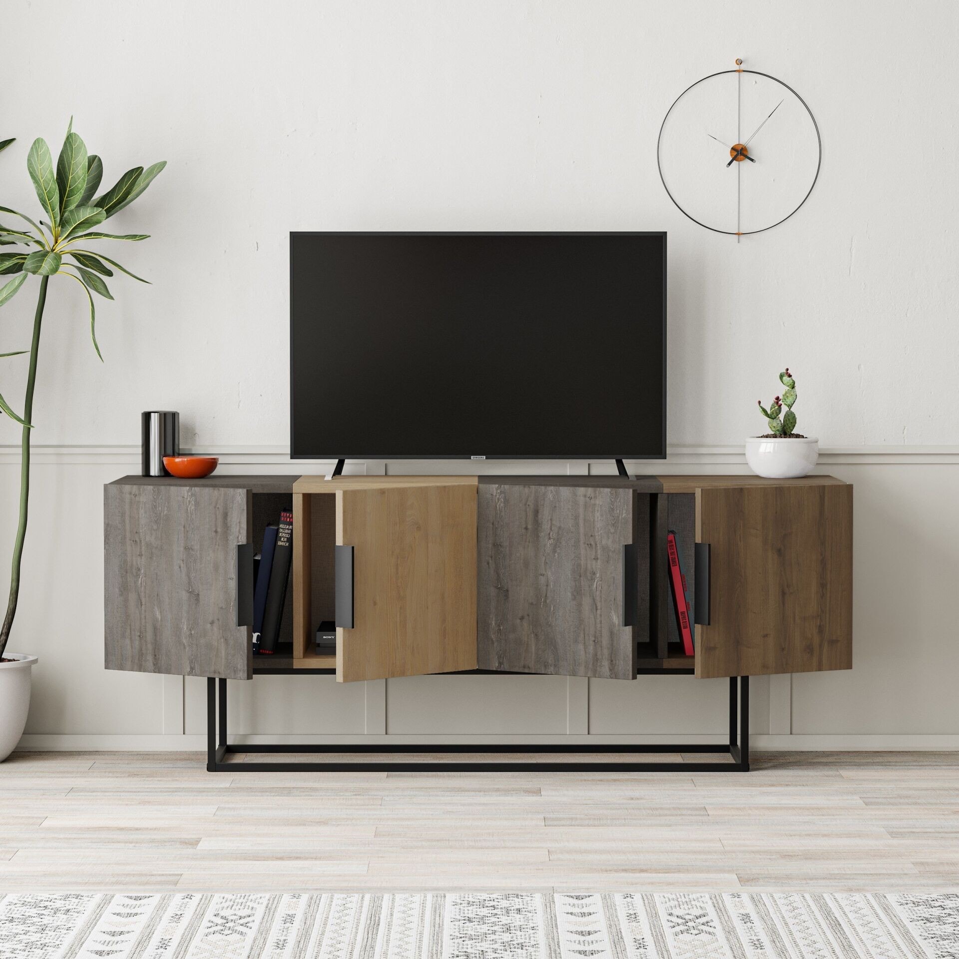 TONTINI TV STAND - DARK COFFEE - OAK - DARK COFFEE - HITIT M.TV.23534.4