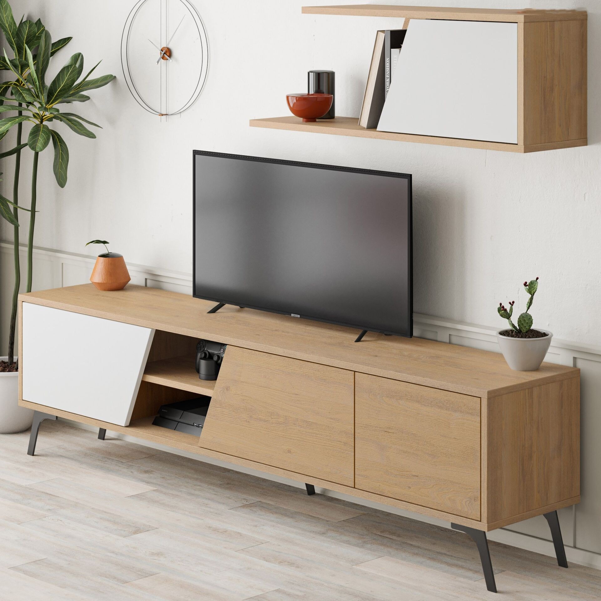 Fiona Tv Unit Oak - White