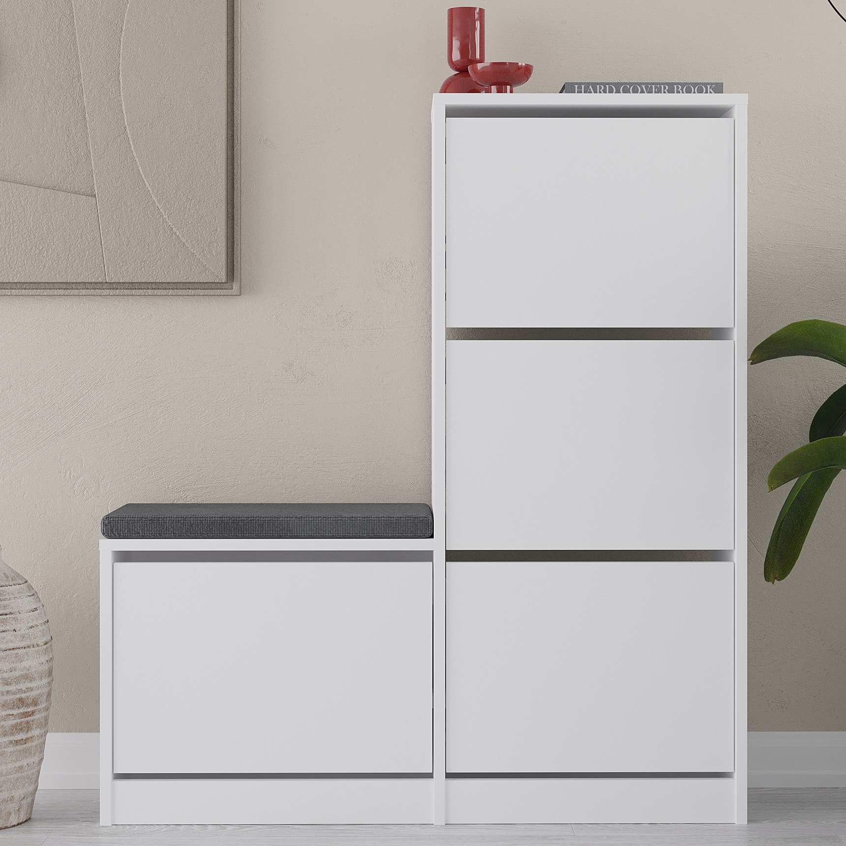 Dude Bench & Shoe Cabinet White