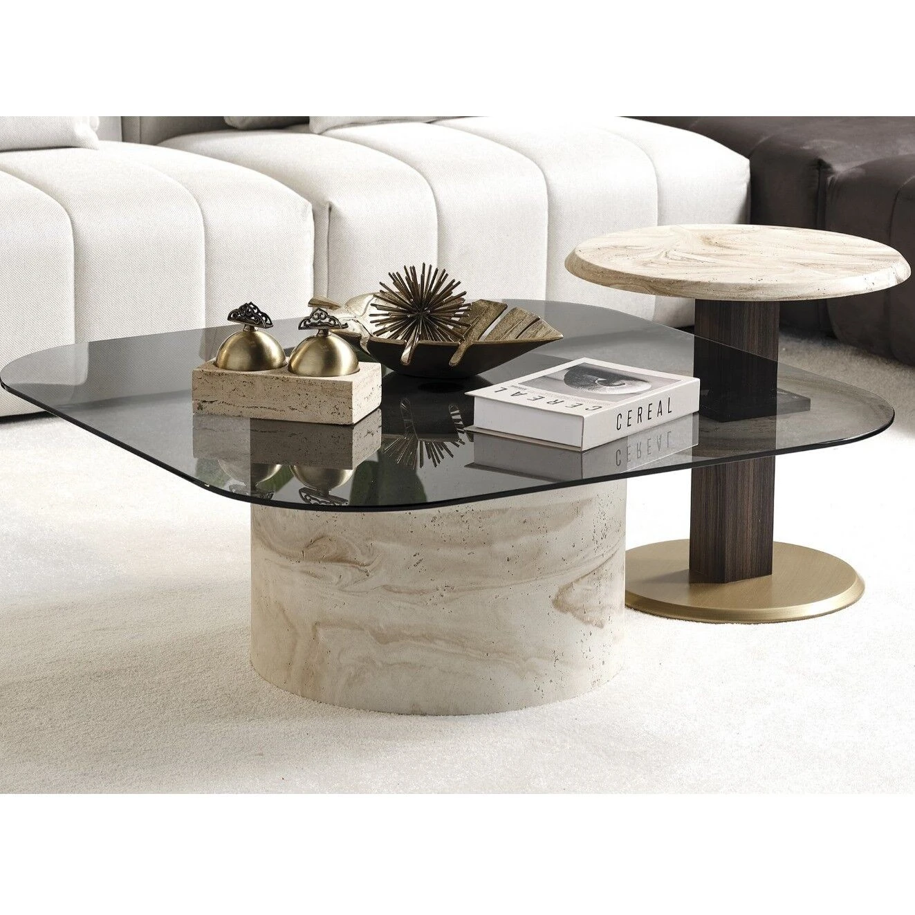 Aqua İkili Orta & Yan Sehpa Seti