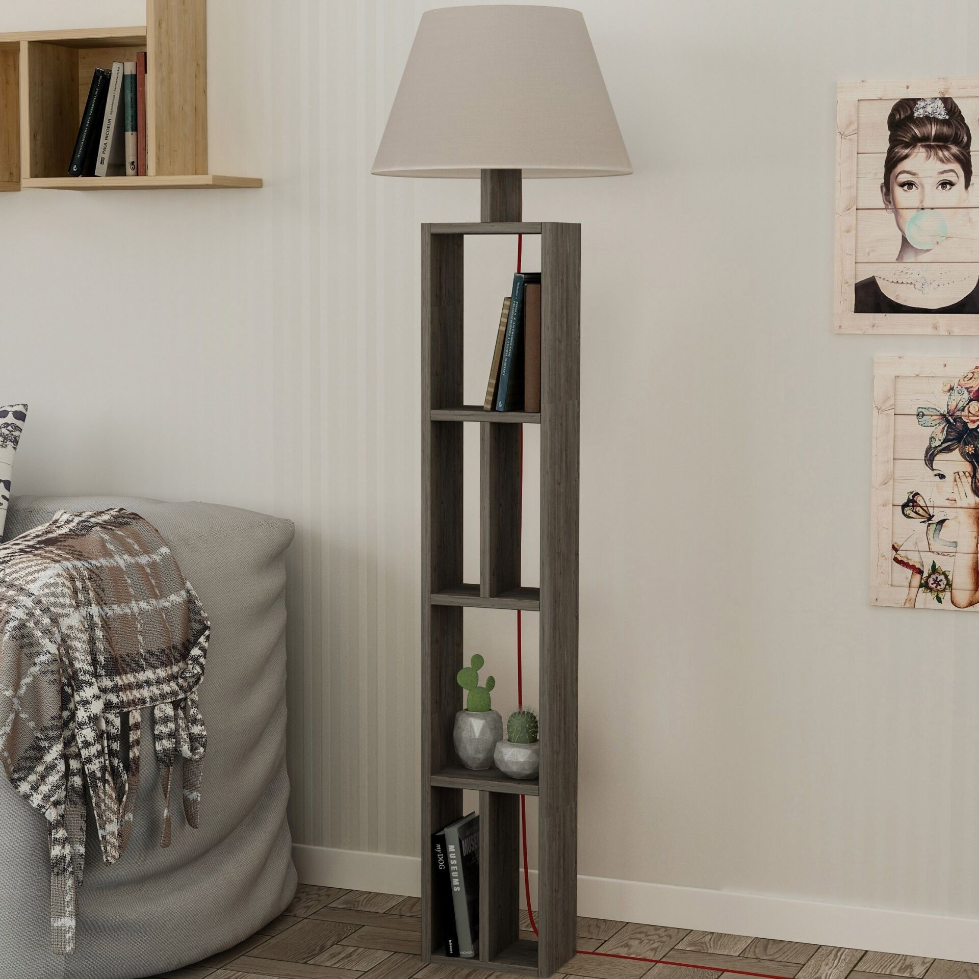 Giorno Floor Lamp Dark Coffee - Linen