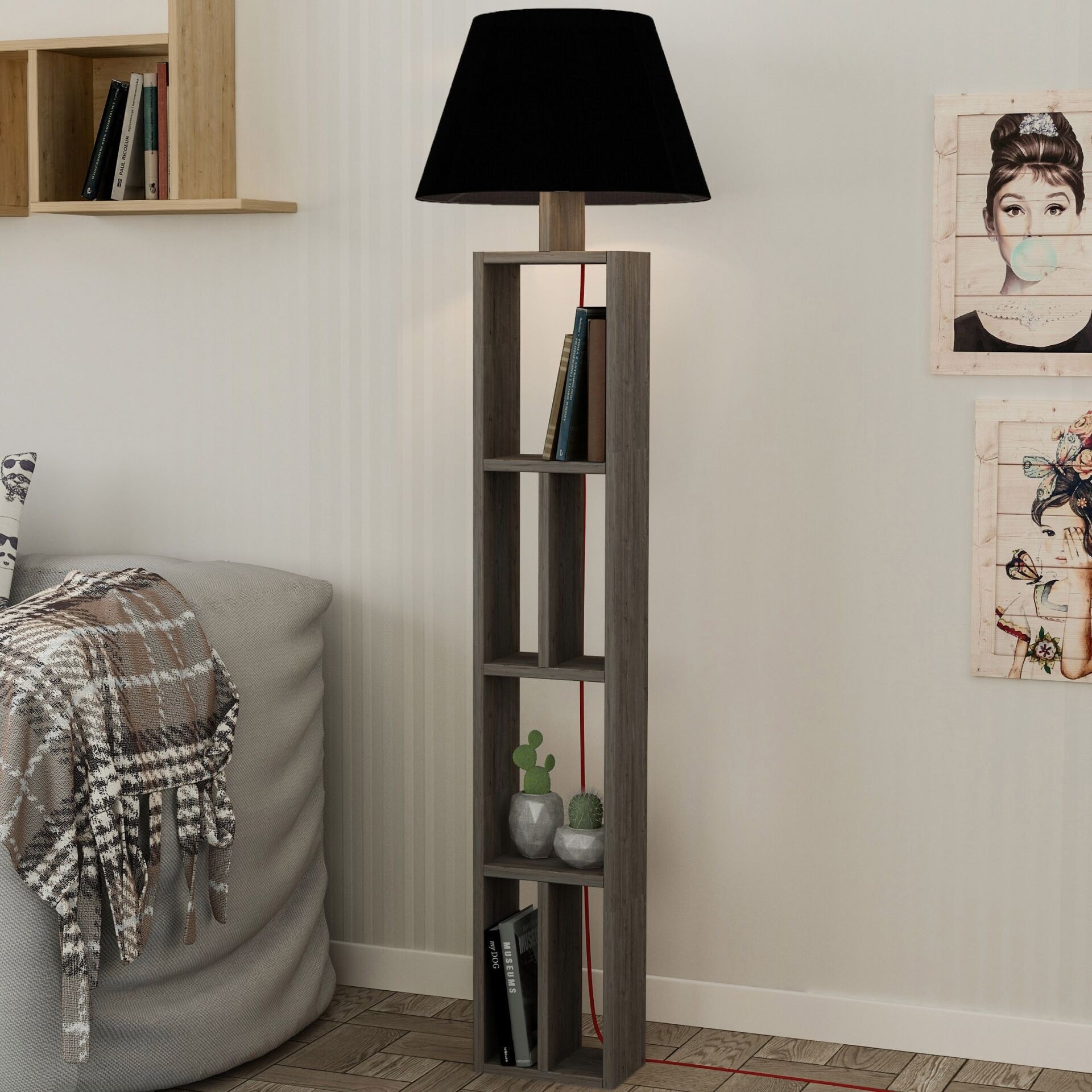 Giorno Floor Lamp Dark Coffee - Black