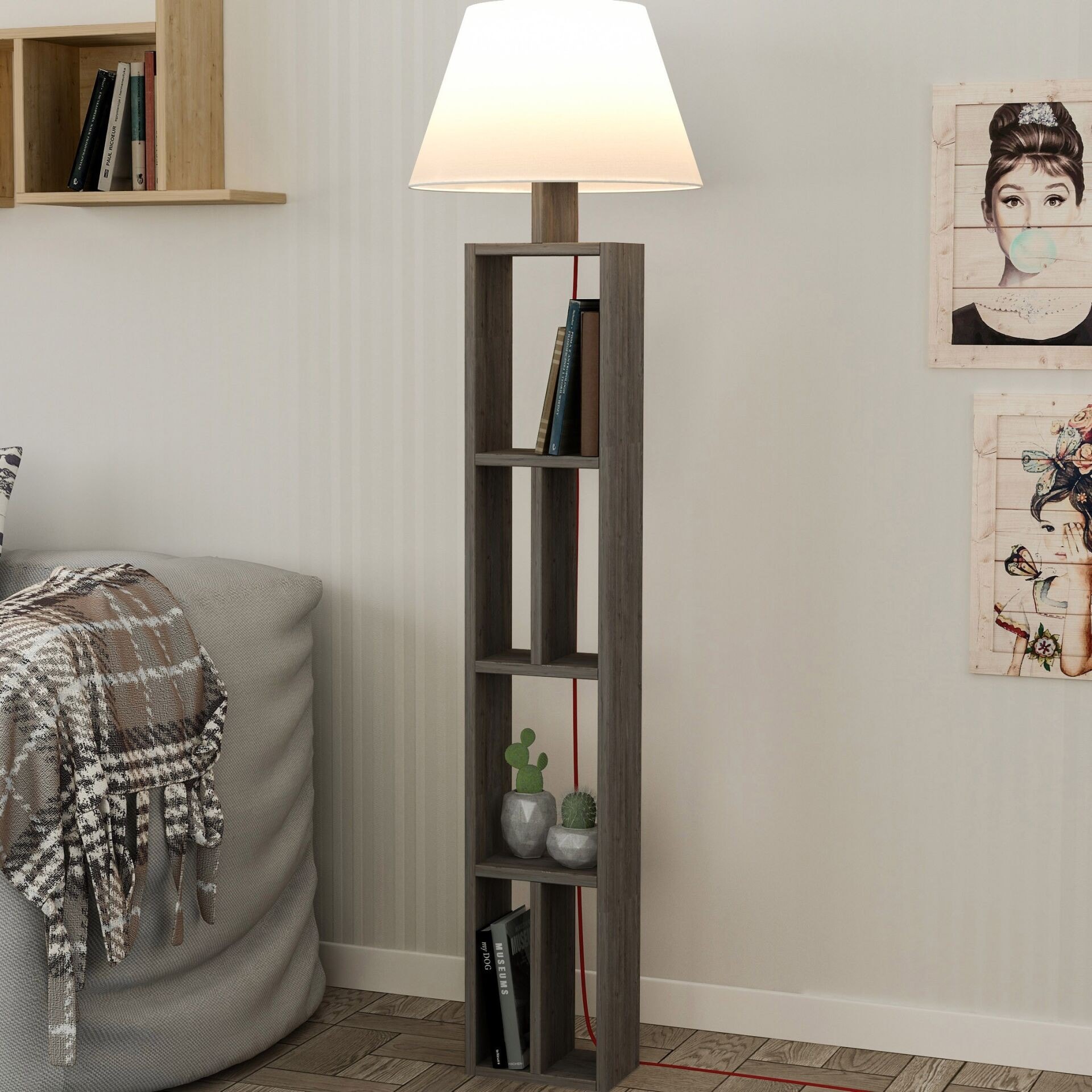 Giorno Floor Lamp Dark Coffee - Linen